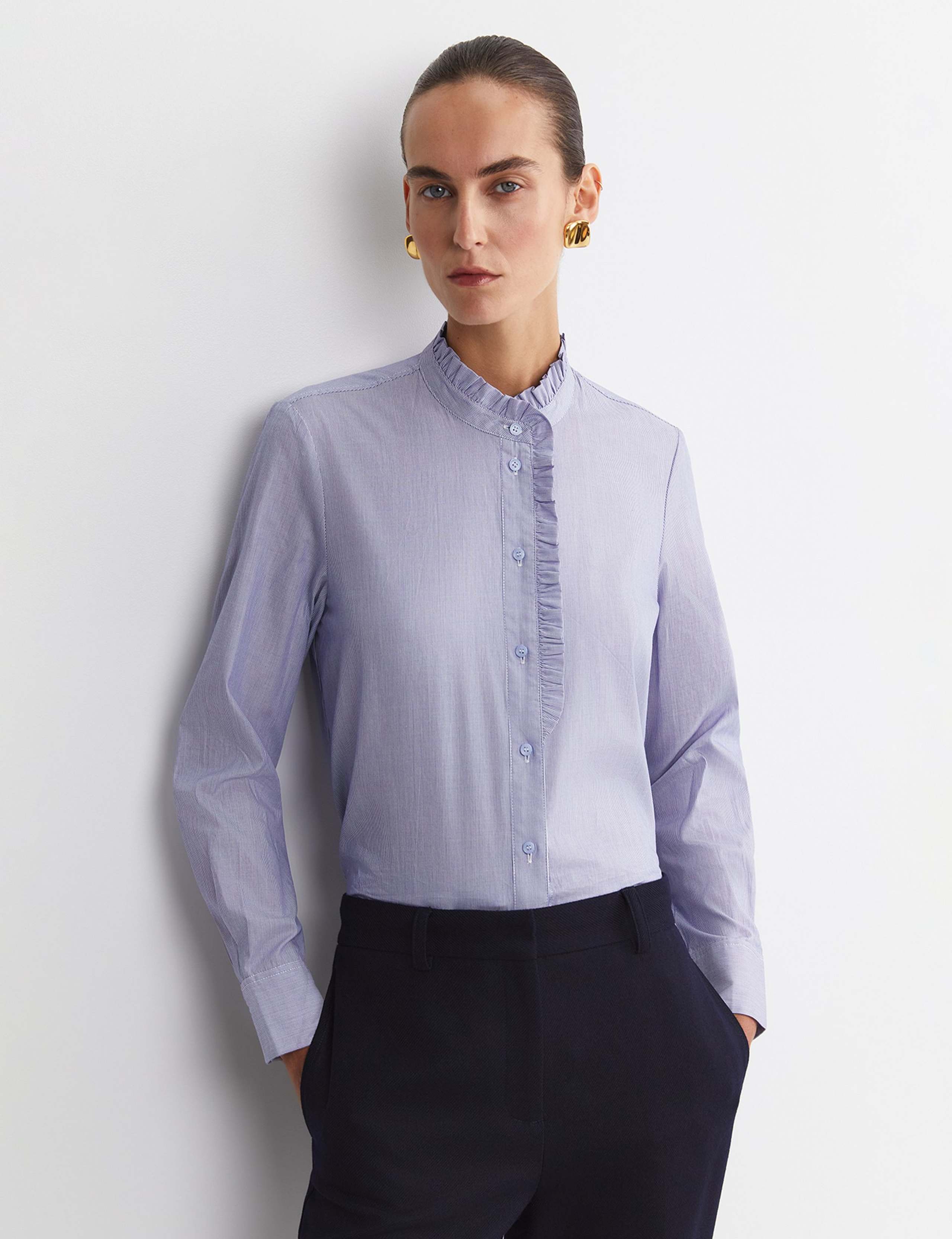 Pure Cotton High Neck Ruffle Blouse 5 of 6