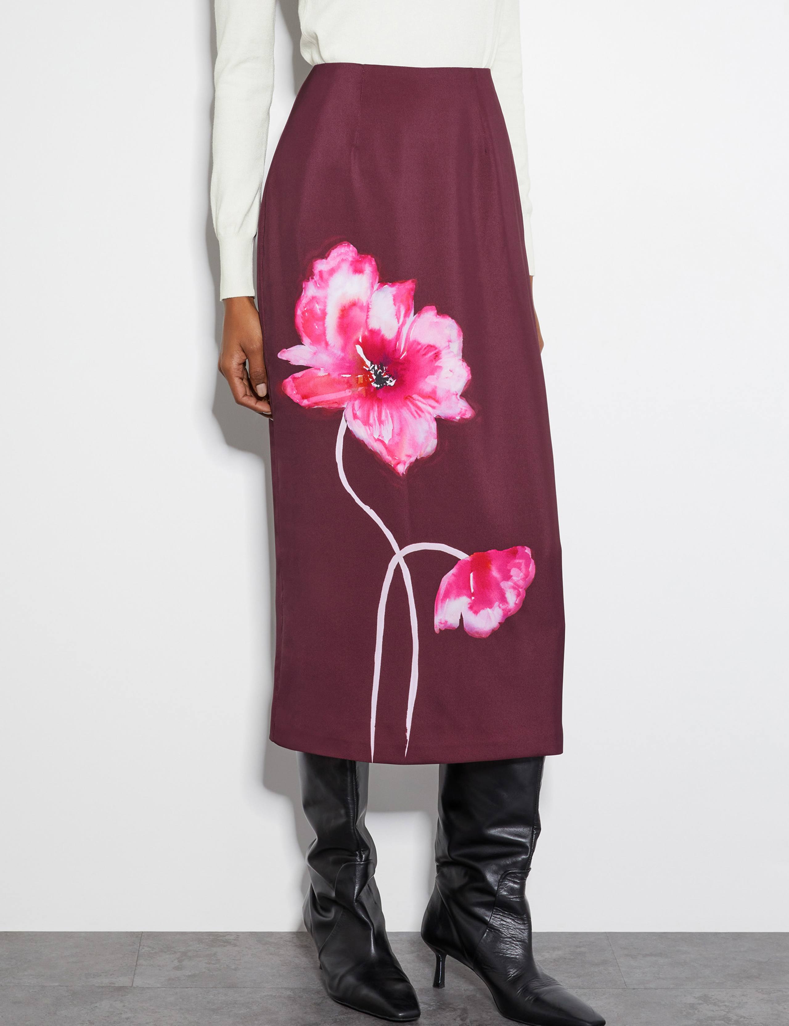 Floral Midi A-Line Skirt 3 of 6