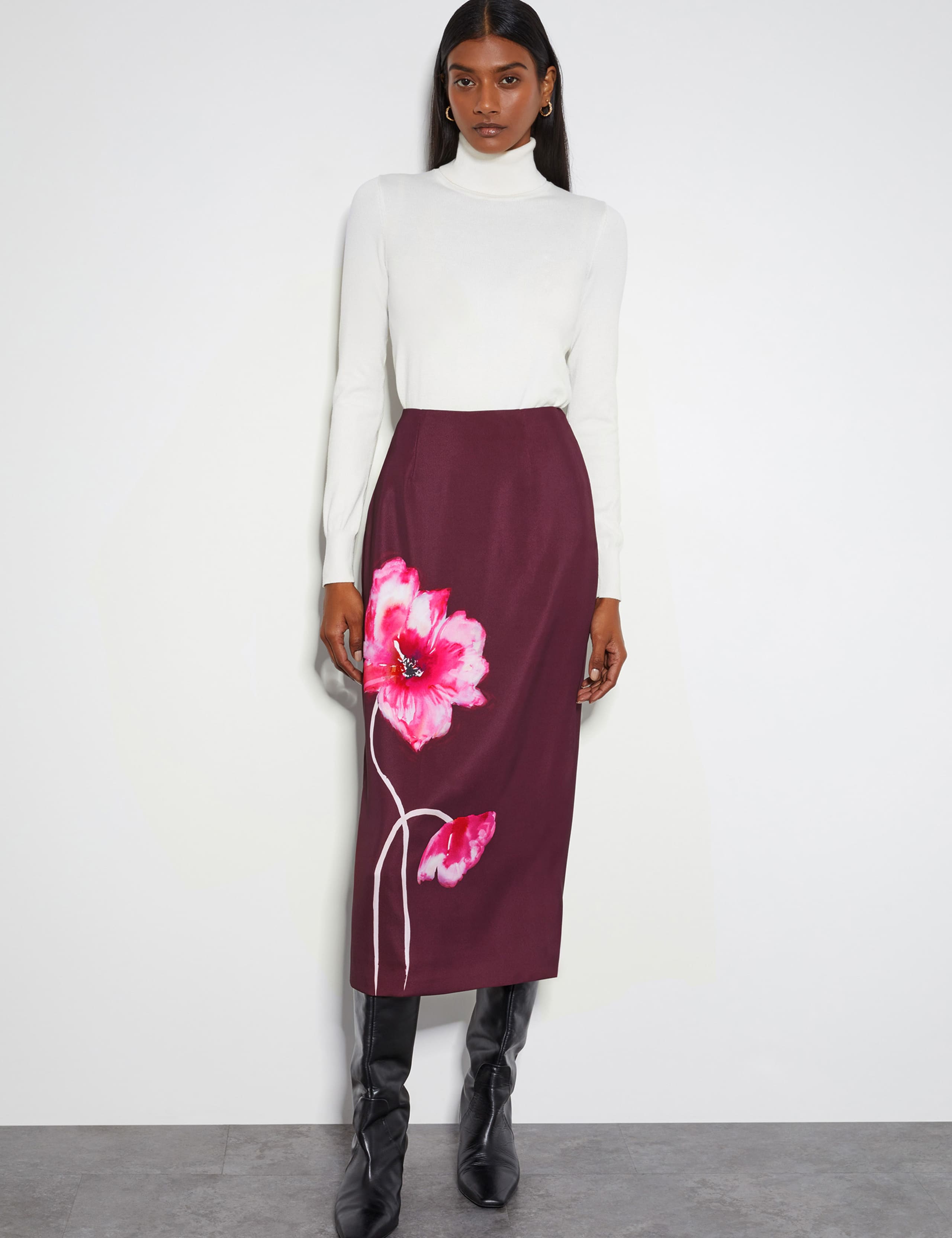 Floral Midi A-Line Skirt 5 of 6
