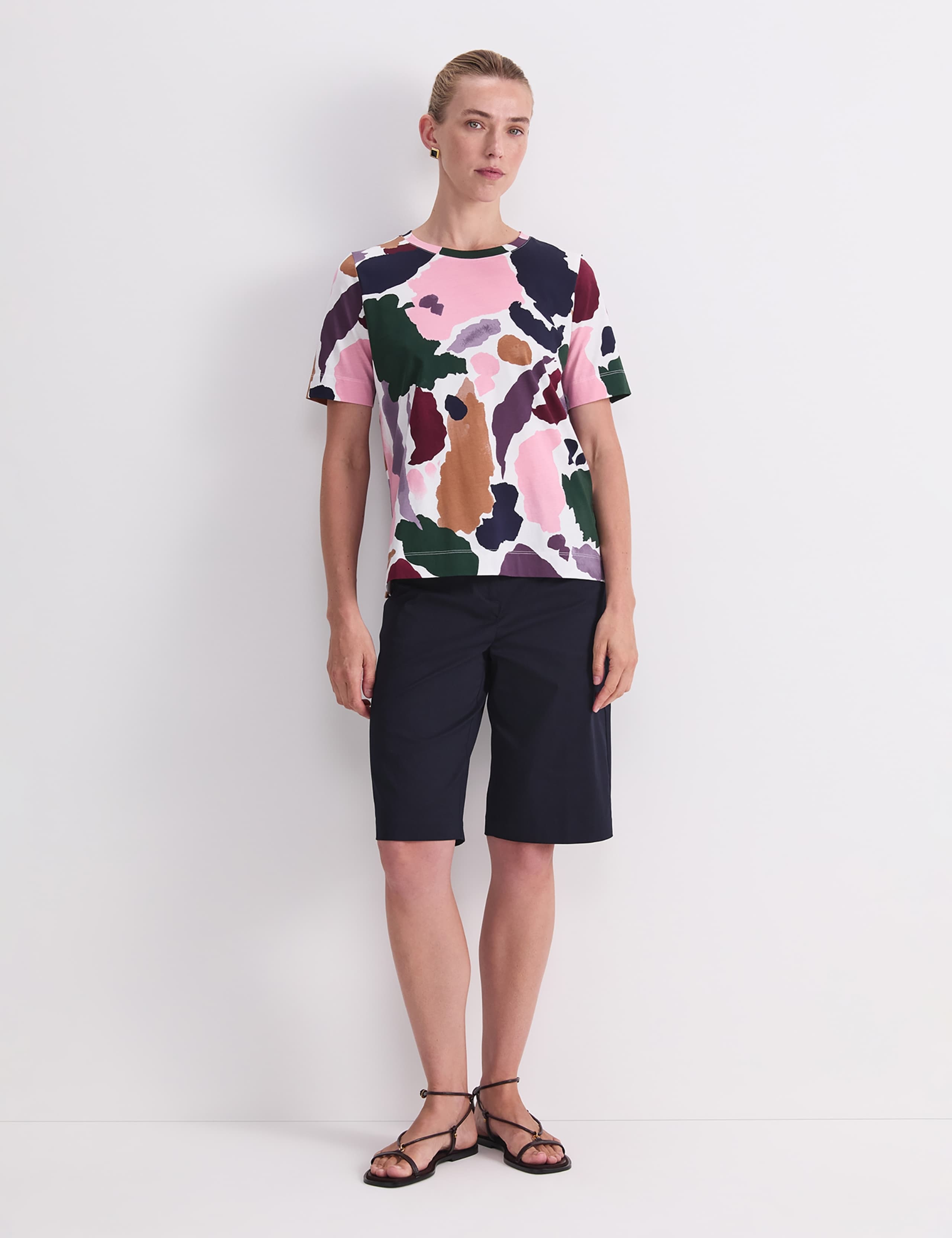 Mercerised Cotton Abstract Print T-Shirt 3 of 7