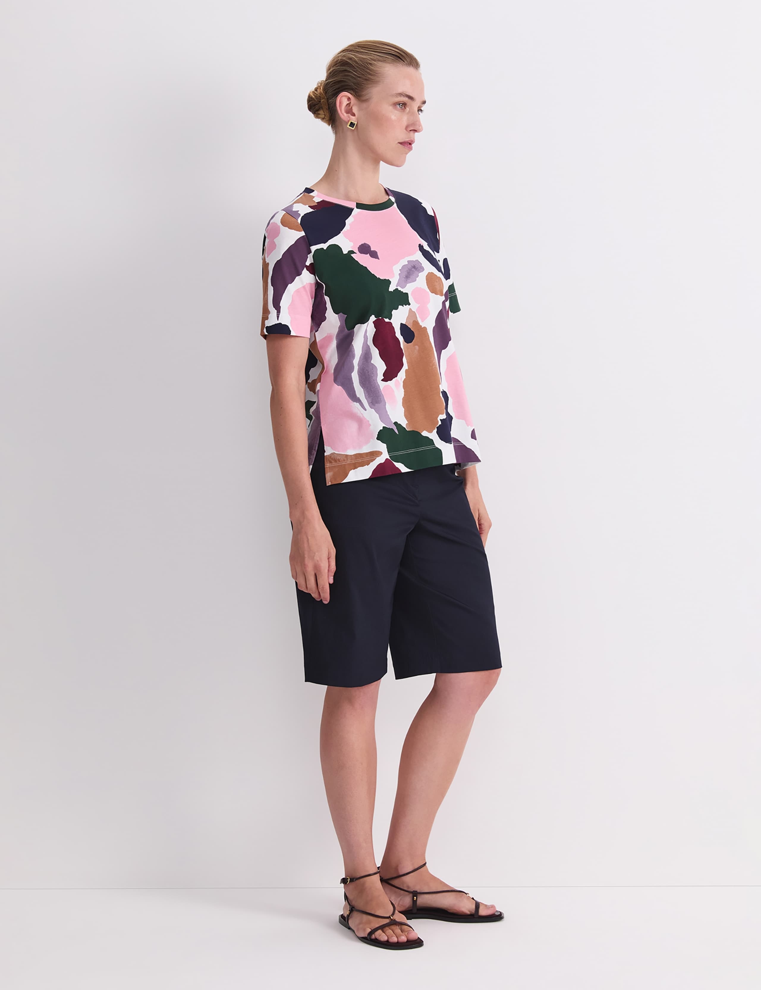 Mercerised Cotton Abstract Print T-Shirt 6 of 7