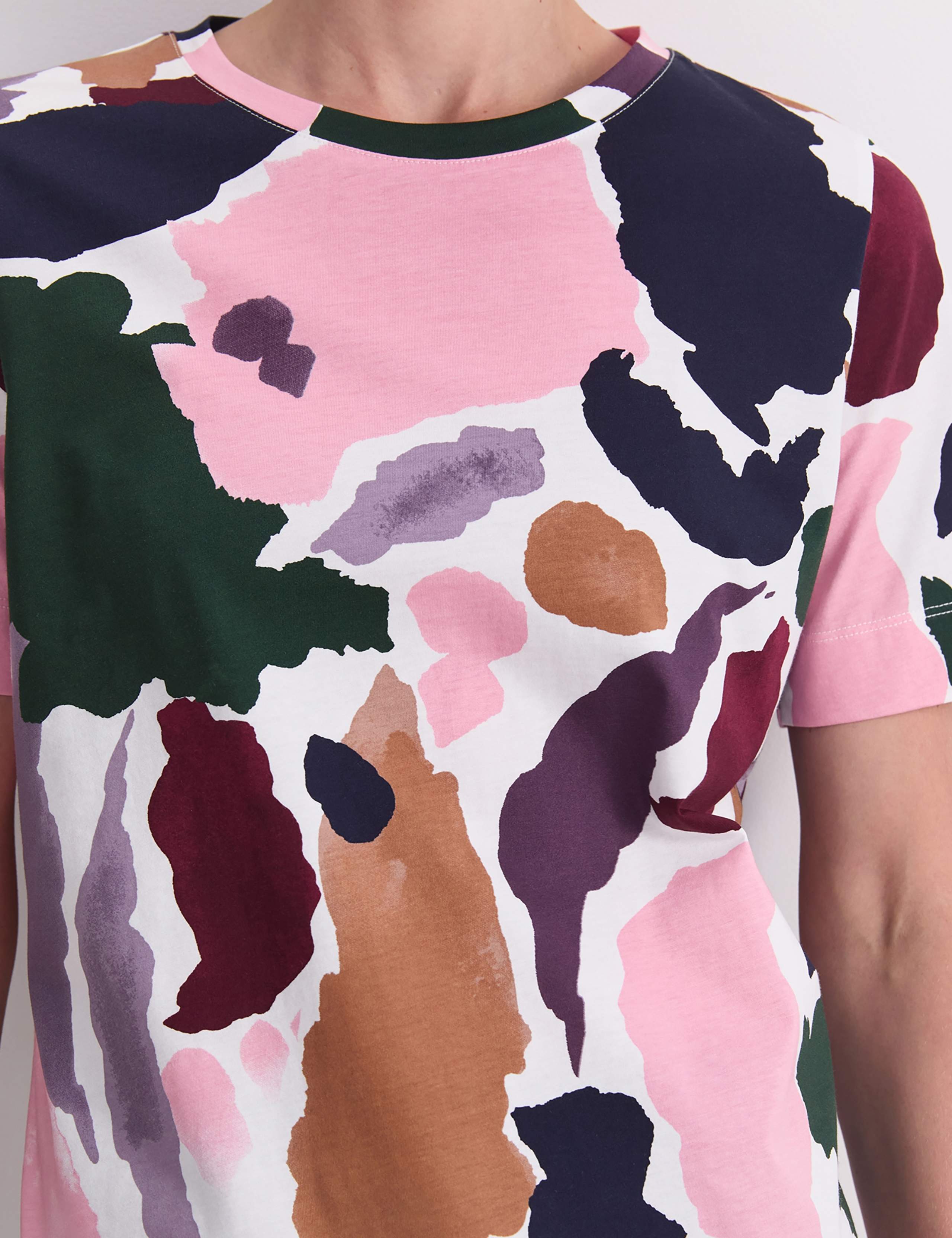 Mercerised Cotton Abstract Print T-Shirt 7 of 7