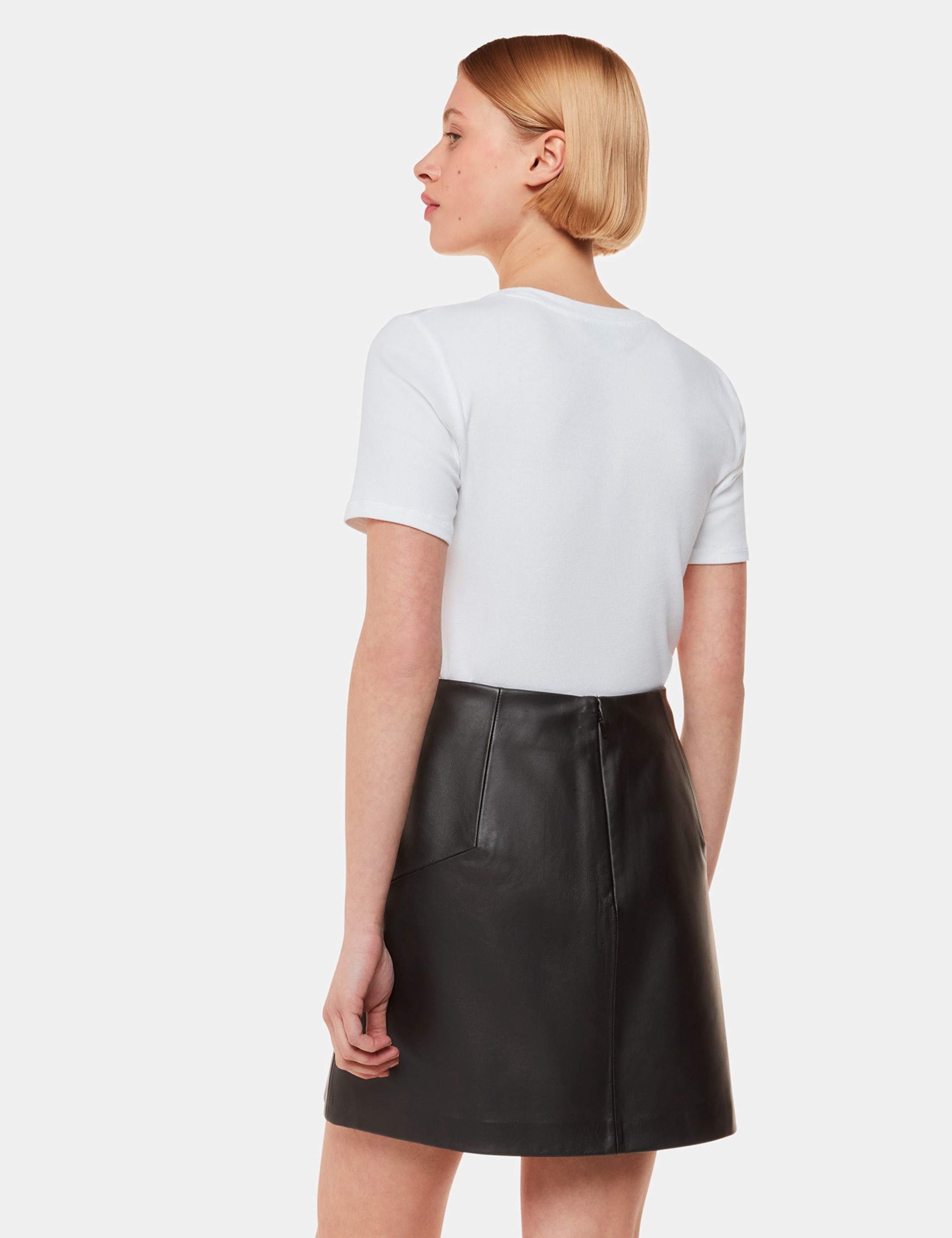 Leather Mini A-Line Skirt 4 of 4
