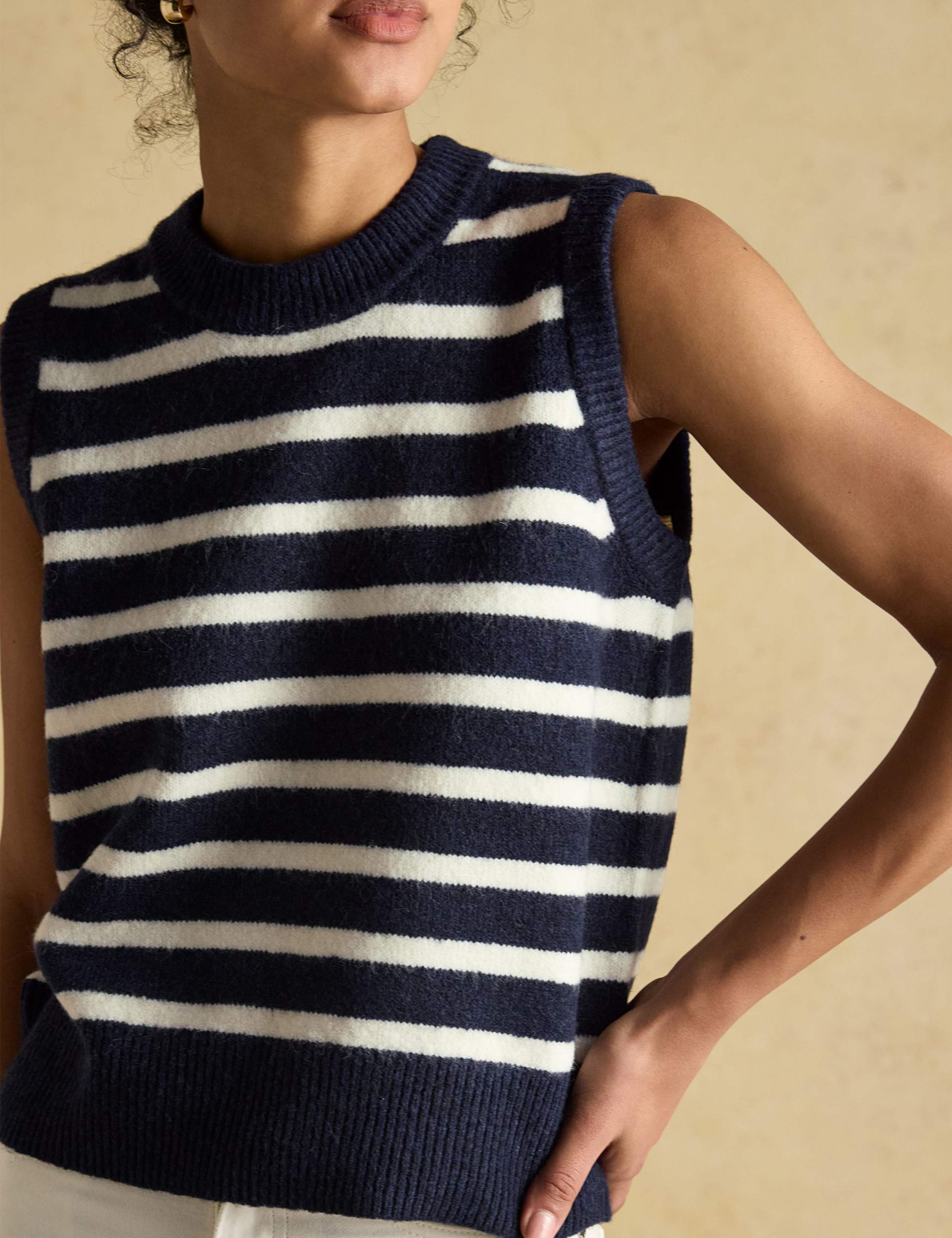 Striped Crew Neck Knitted Vest 6 of 7