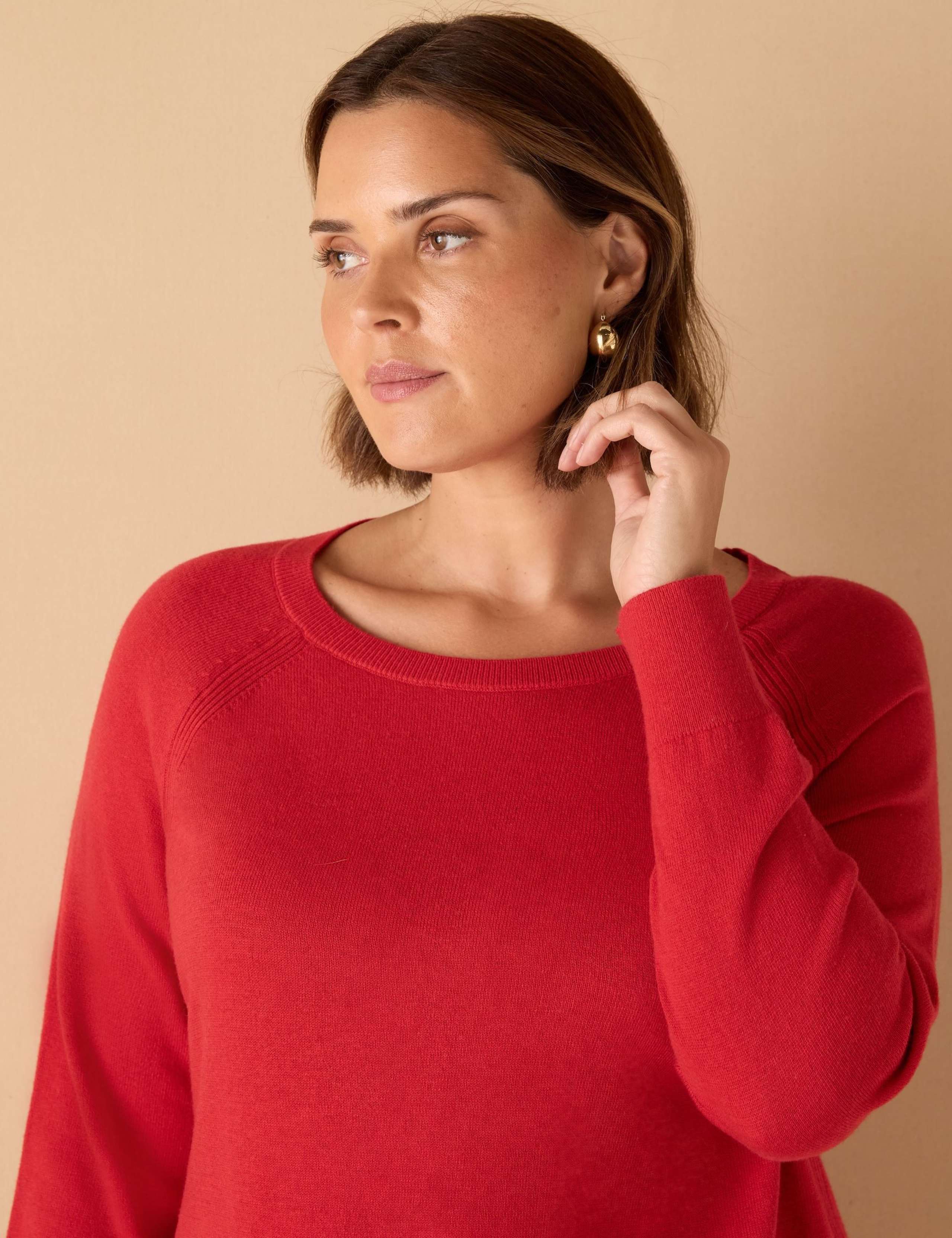 Cotton Blend Textured Round Neck Jumper 4 of 4