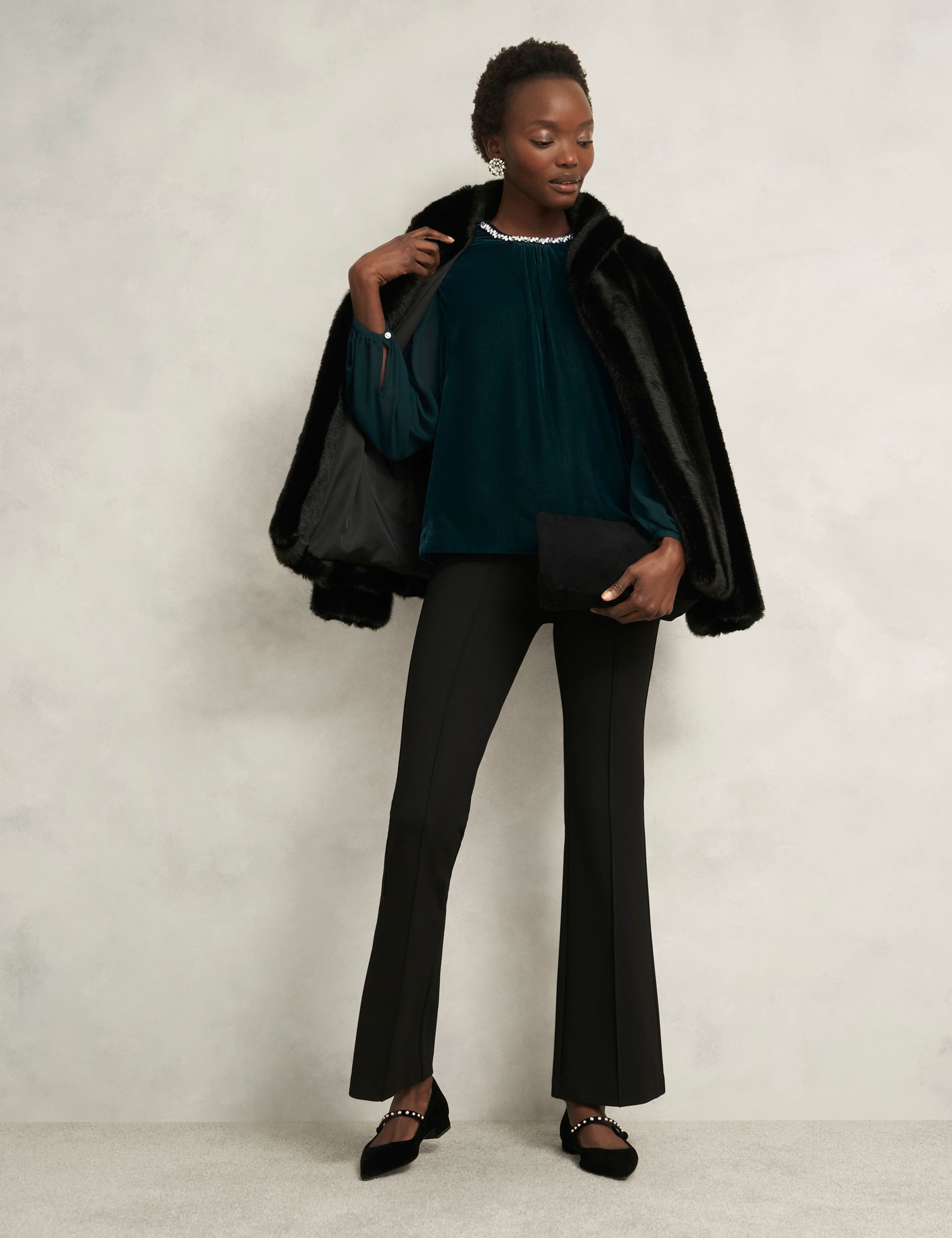 Velvet Embellished Sheer Sleeve Blouse 3 of 6