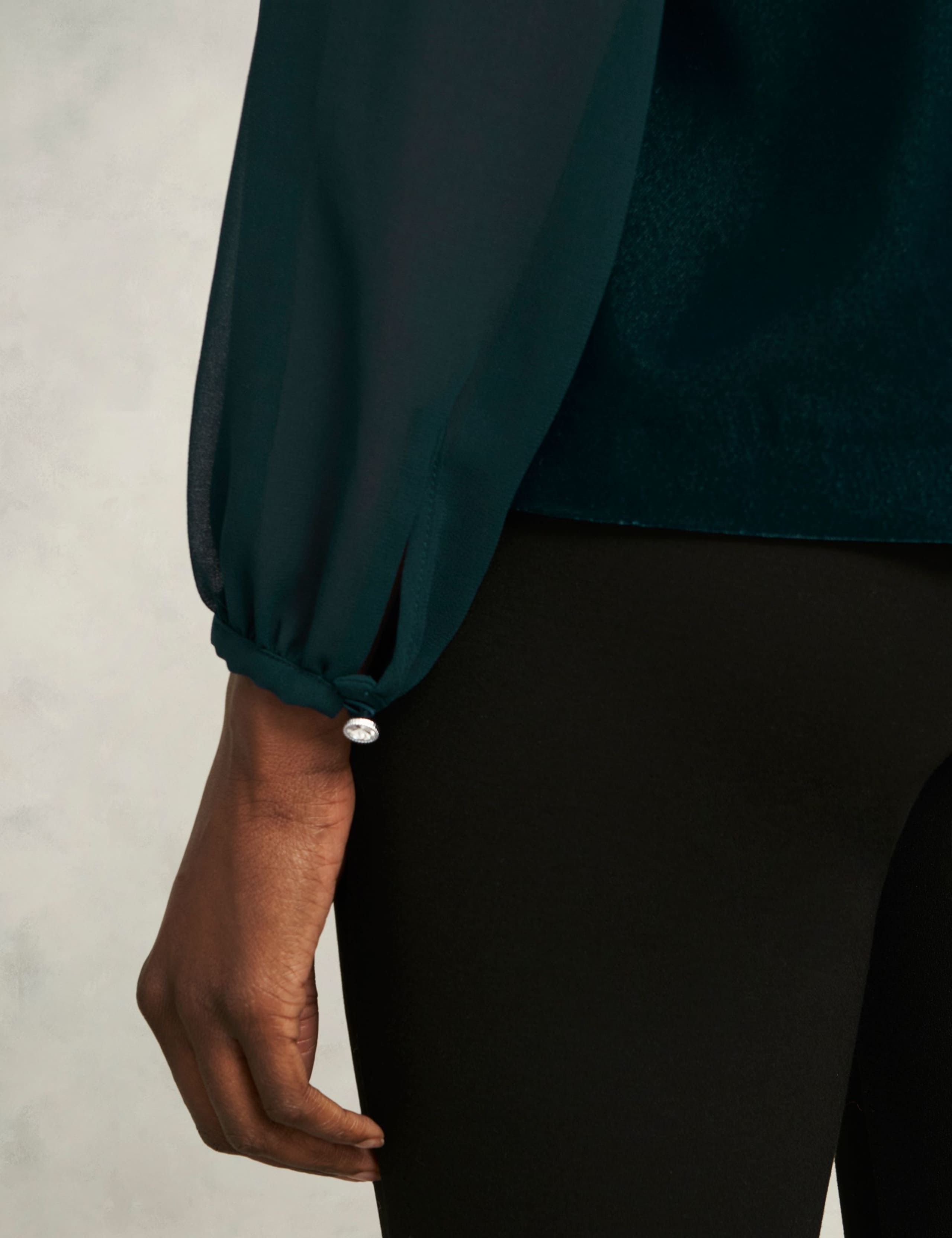 Velvet Embellished Sheer Sleeve Blouse 6 of 6