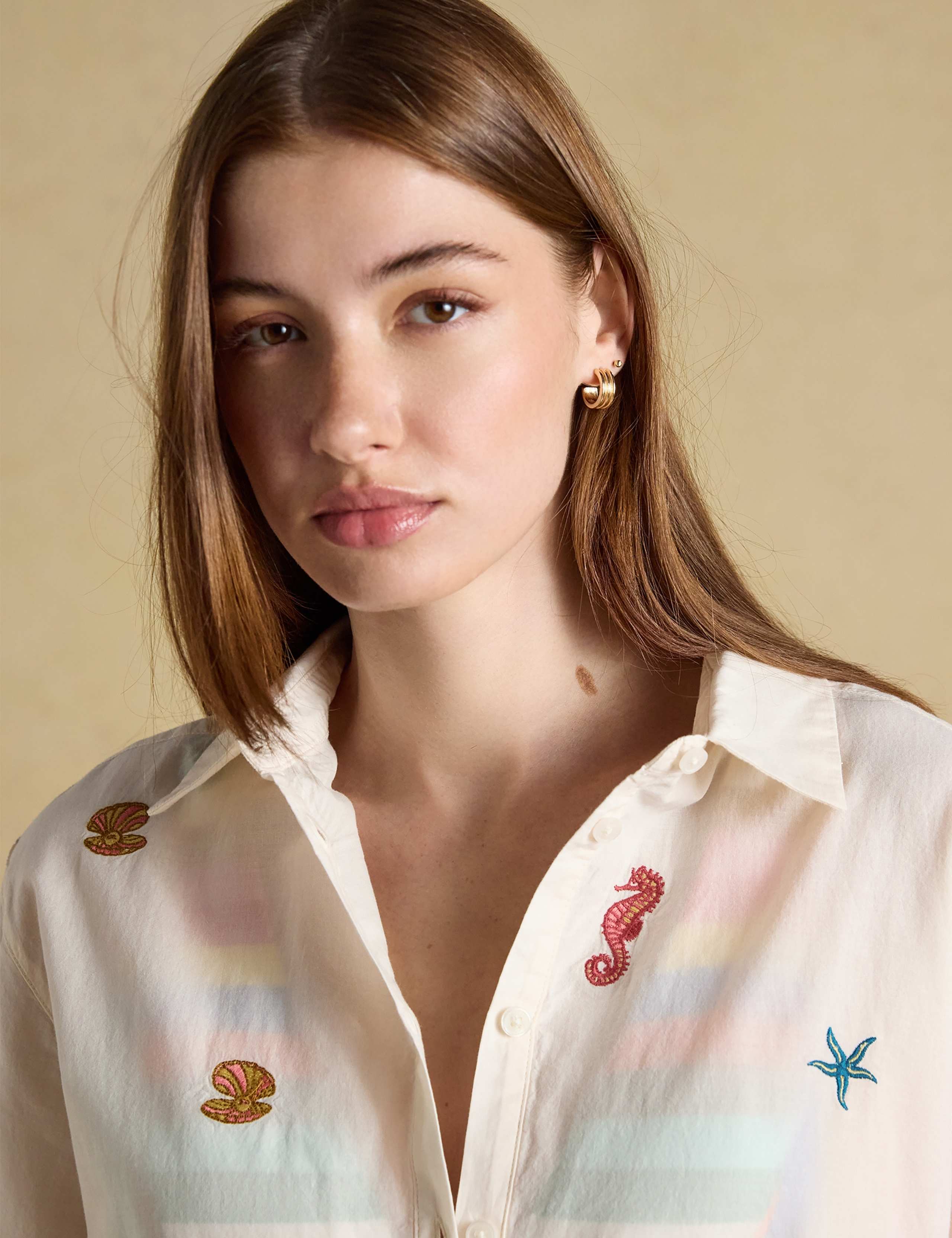 Pure Cotton Embroidered Longline Shirt 3 of 8