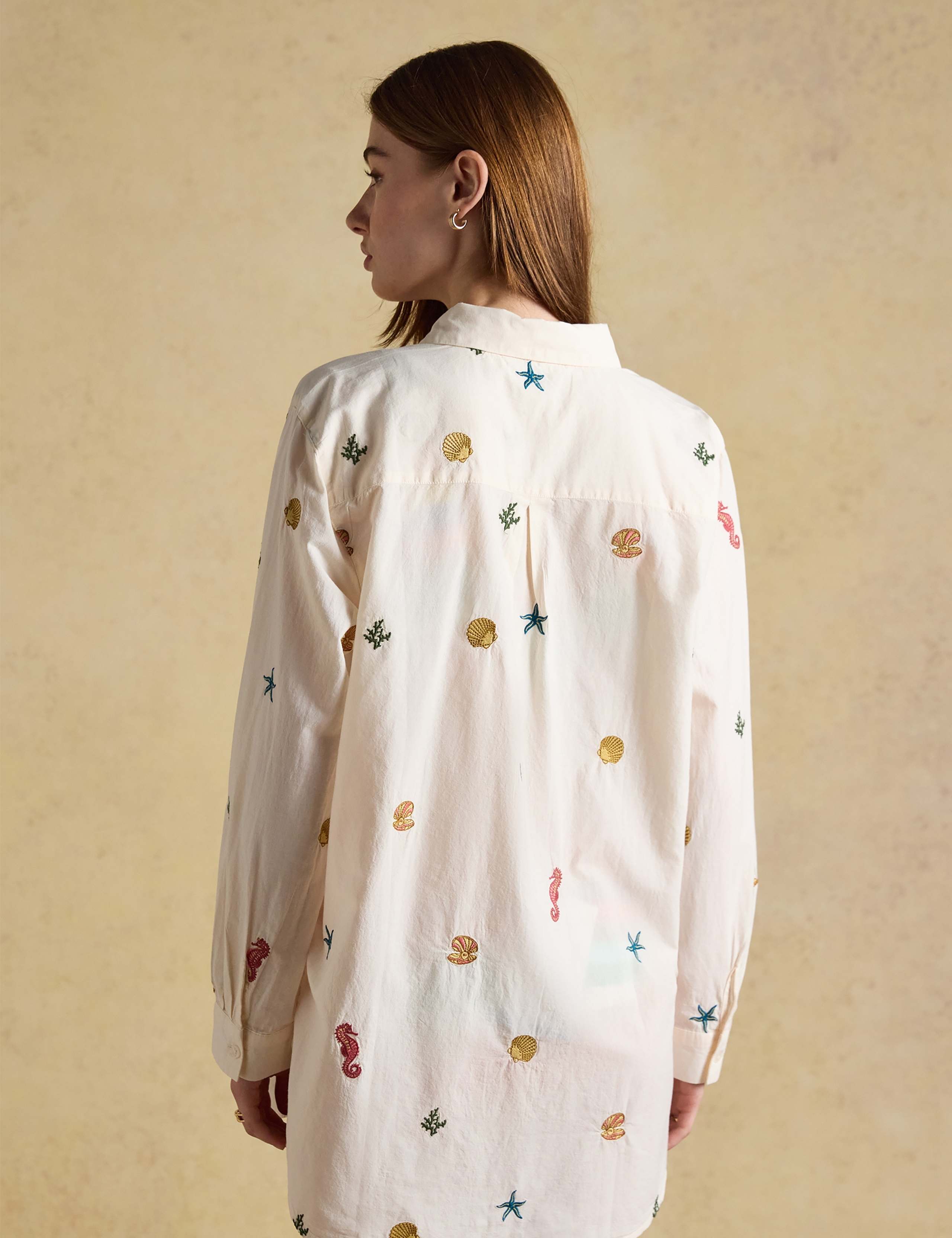 Pure Cotton Embroidered Longline Shirt 6 of 8