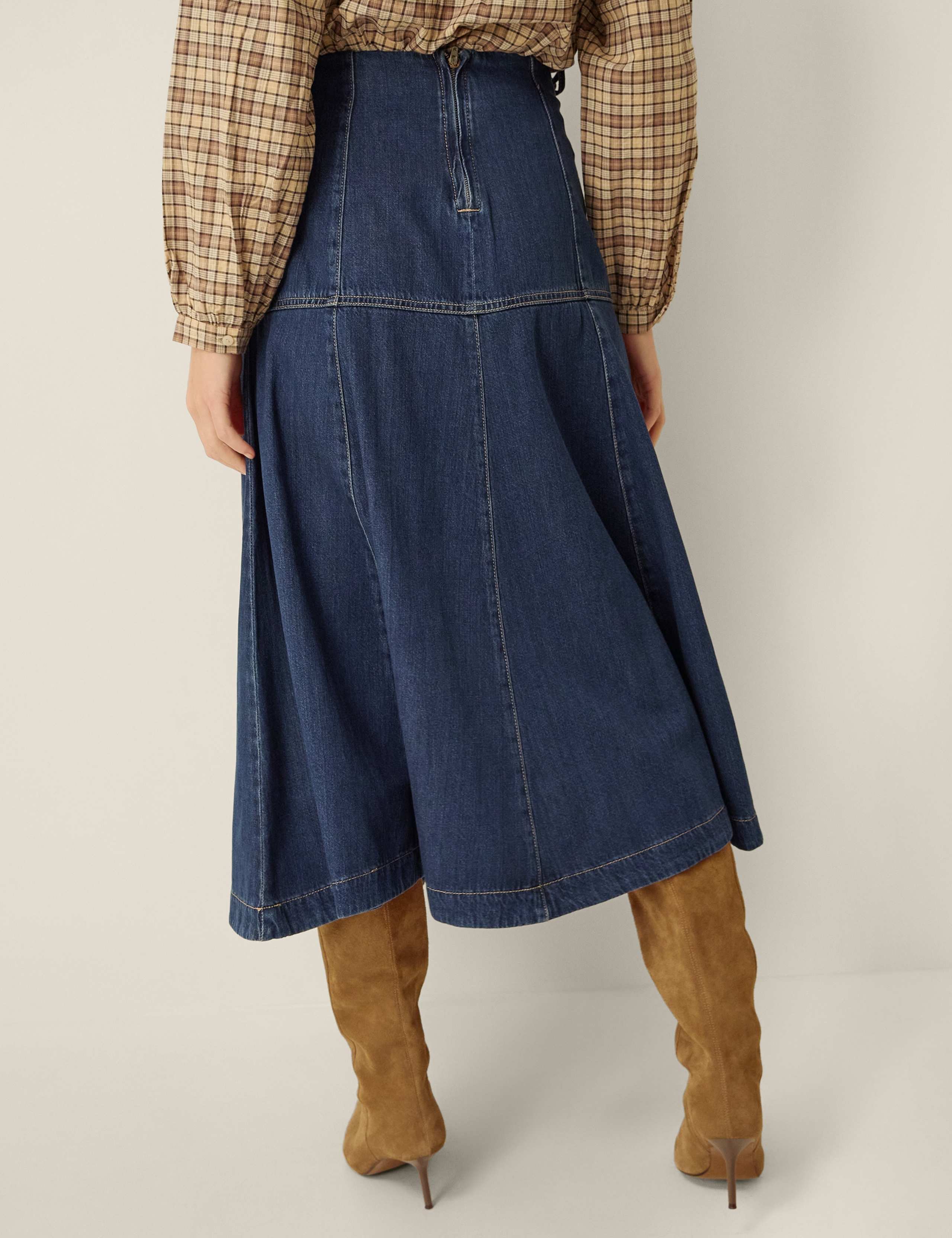 Denim Midi A-Line Skirt 2 of 5