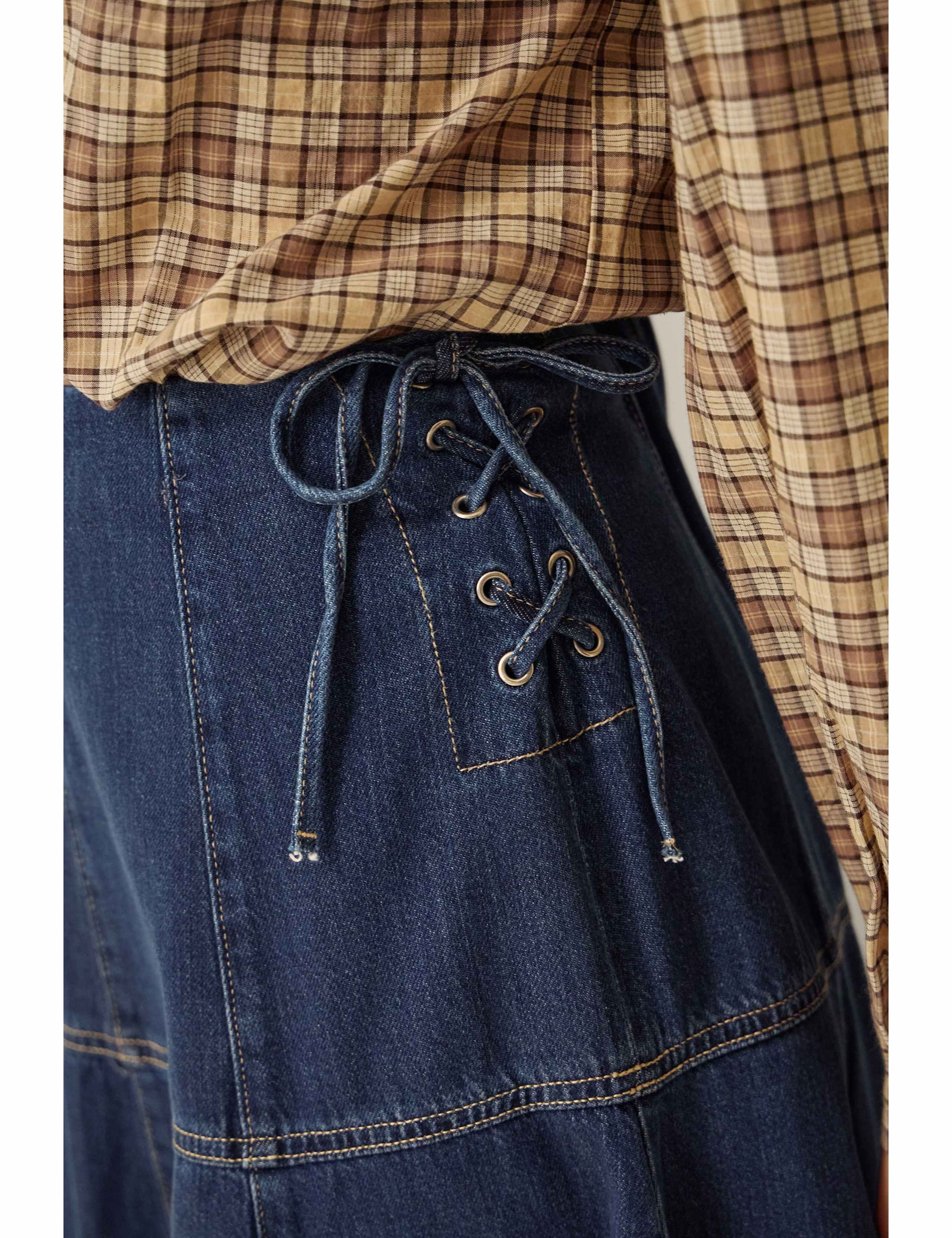 Denim Midi A-Line Skirt 5 of 5