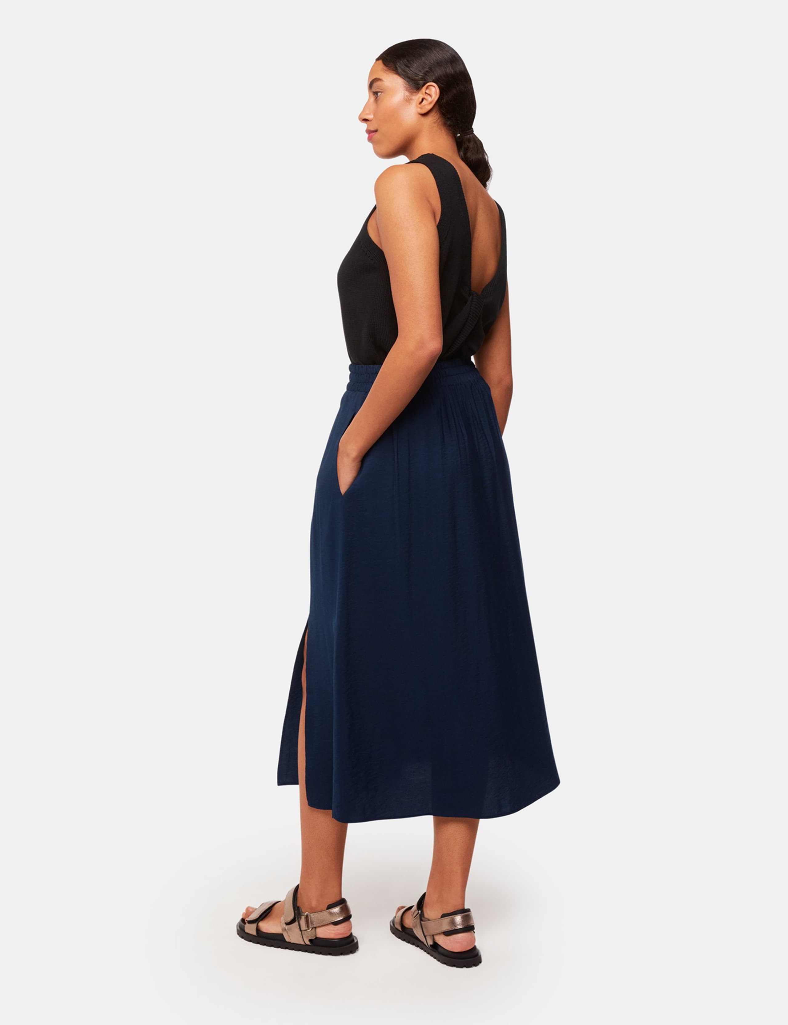 Side Split Midi A-Line Skirt 3 of 4