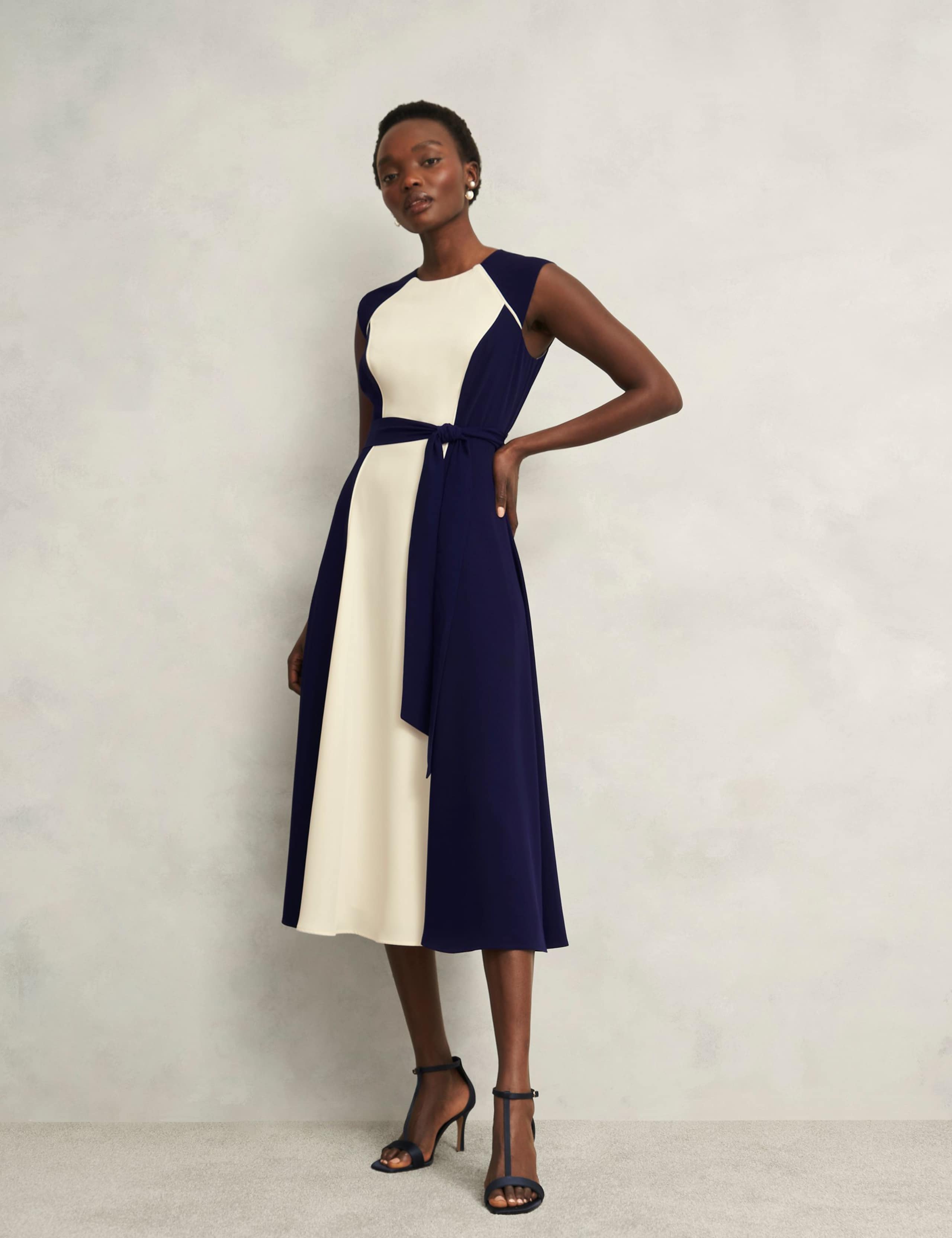 Colour Block Midi Skater Dress 3 of 9