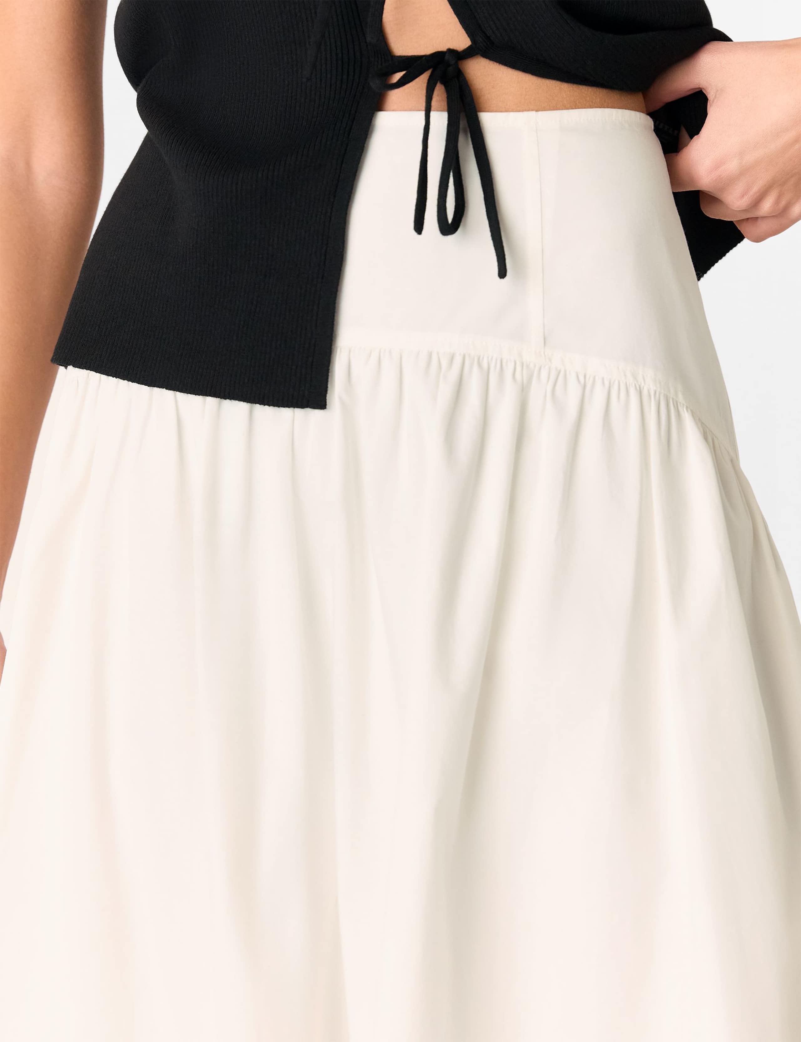 Pure Cotton Waisted Midi A-Line Skirt 3 of 4
