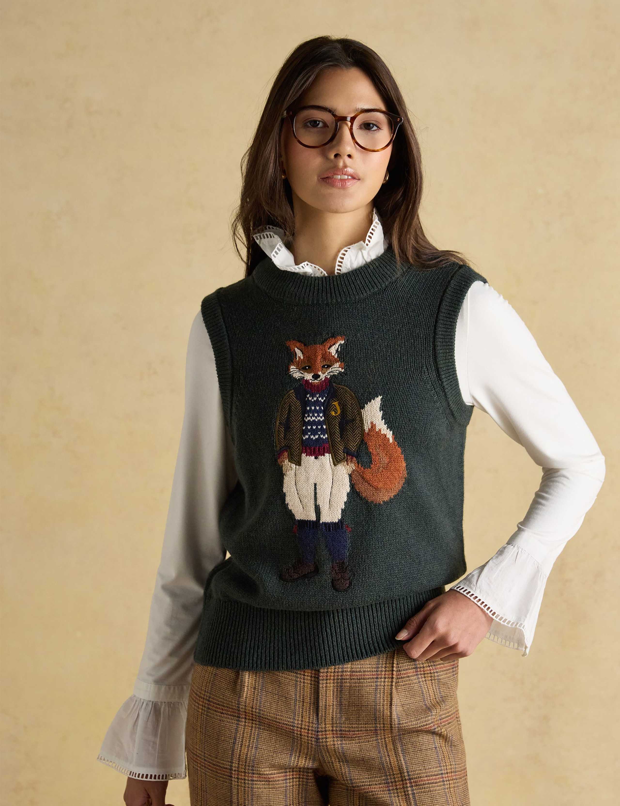 Cotton Rich Embroidered Knitted Vest 1 of 8