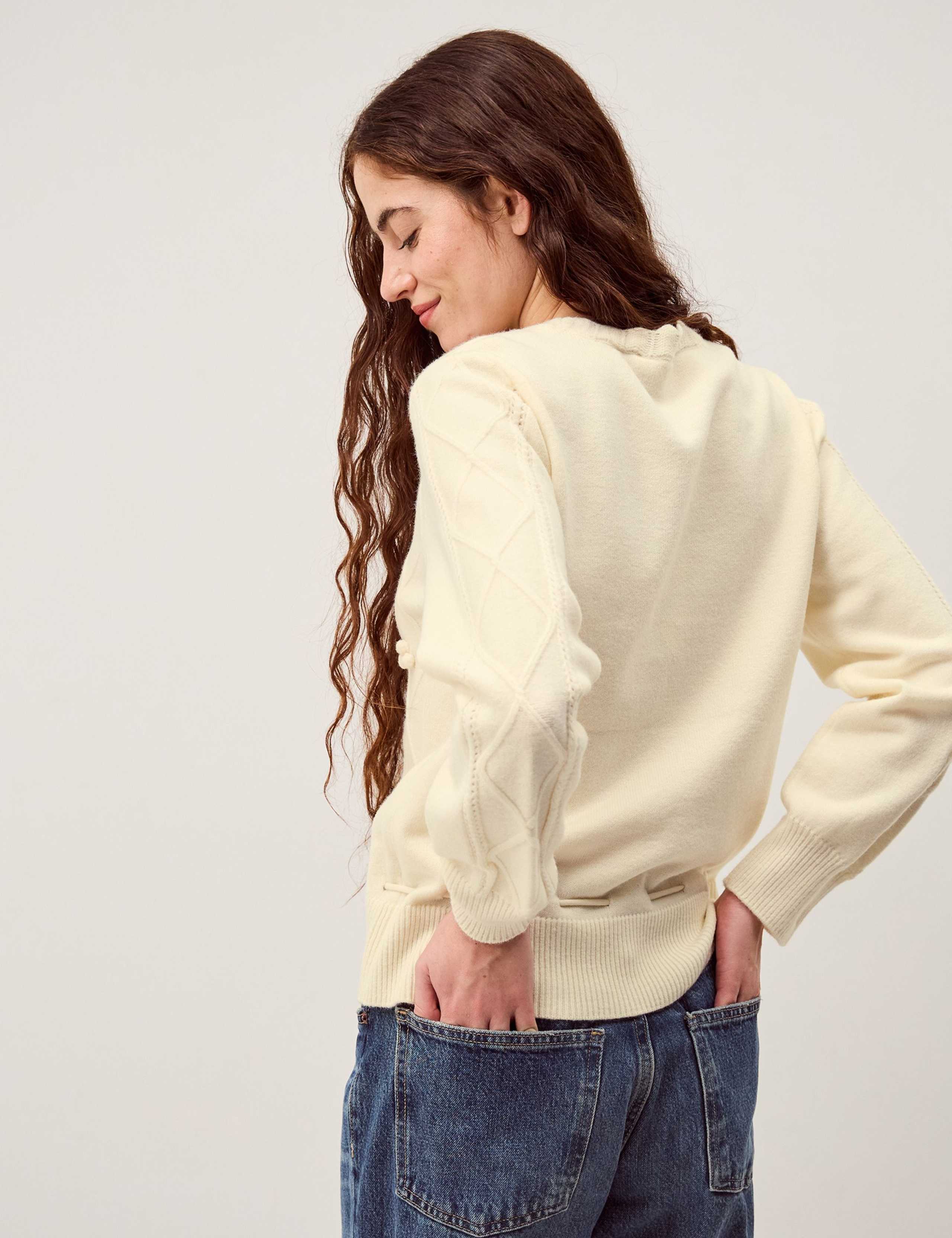 Embroidered Cable Knit Crew Neck Jumper 5 of 5