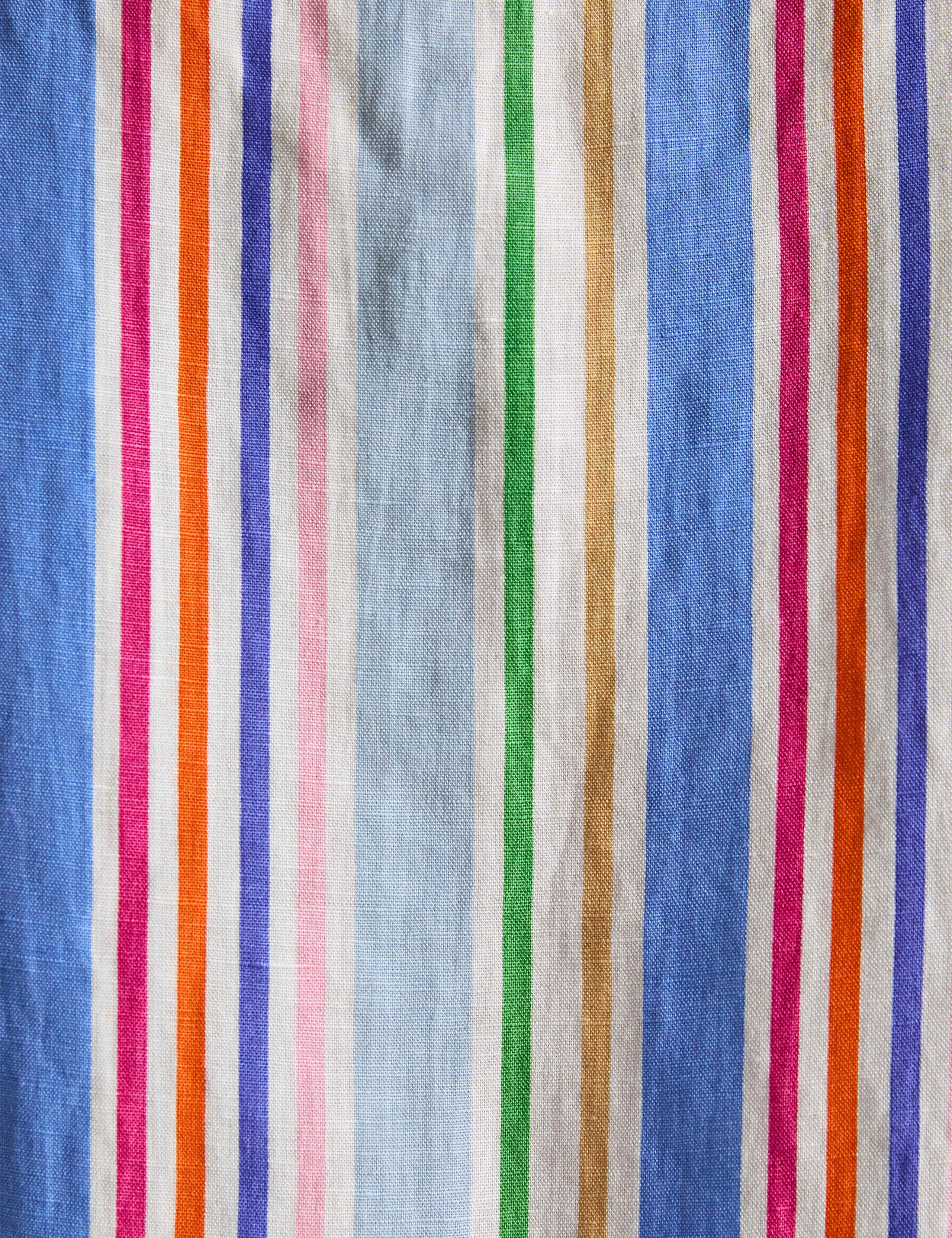 Linen Blend Striped Round Neck Blouse 7 of 9