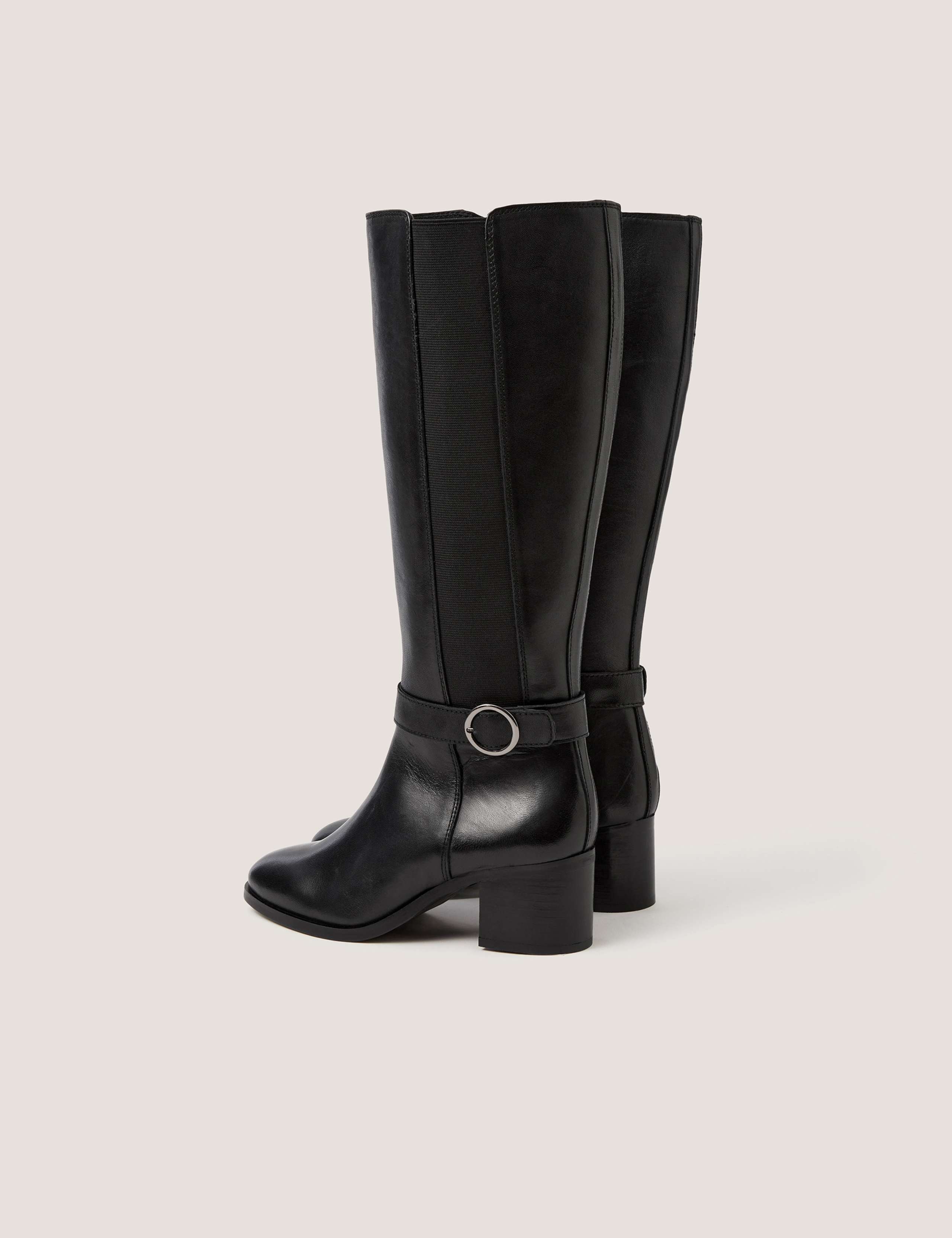 Leather Block Heel Knee High Boots 3 of 3