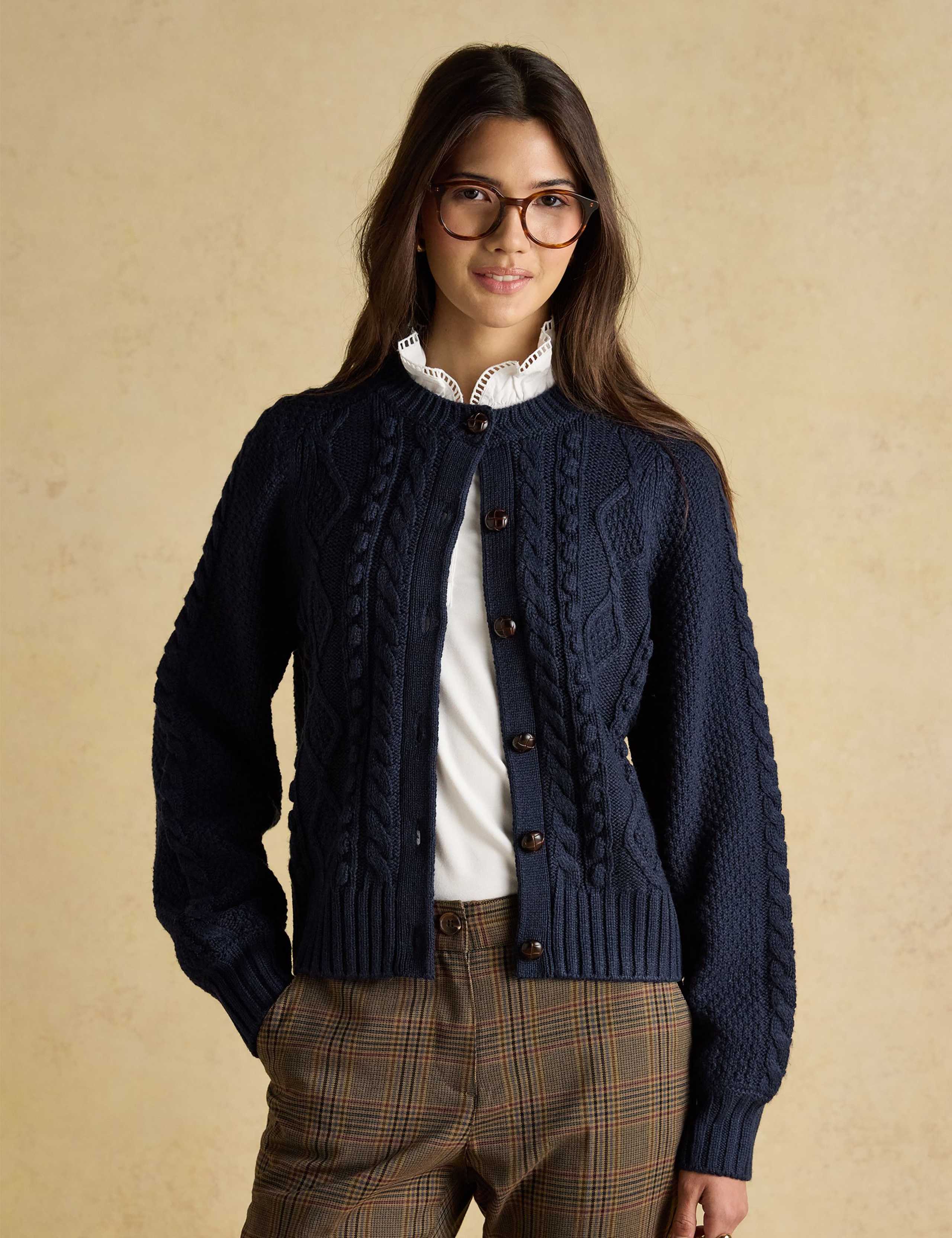 Cable Knit Cardigan with Wool 1 of 7