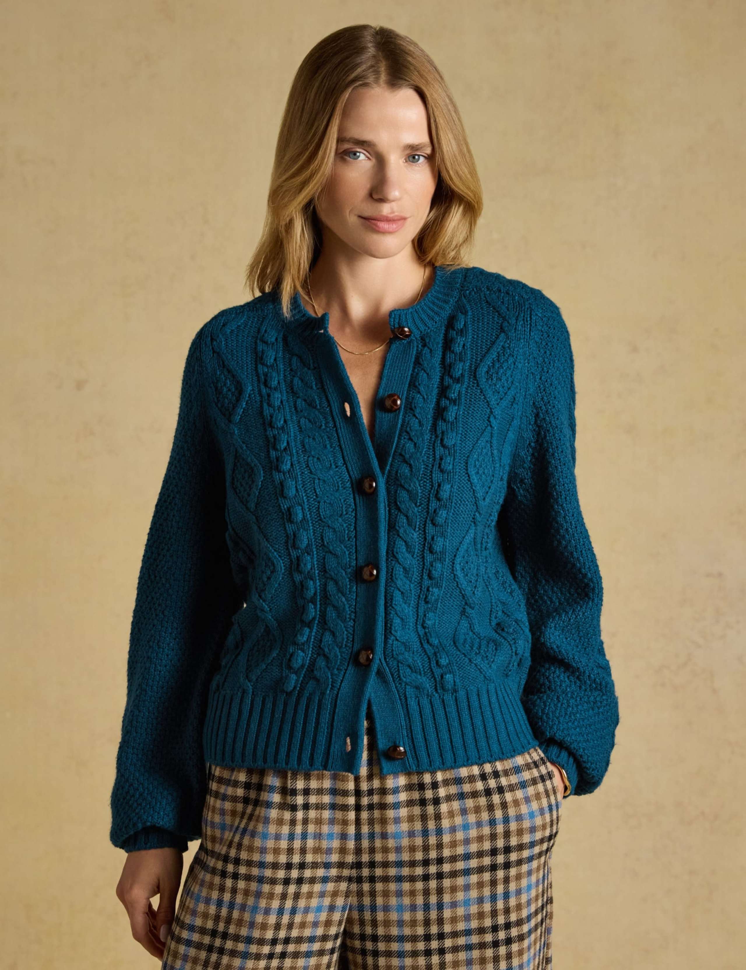 Cable Knit Cardigan with Wool 1 of 9