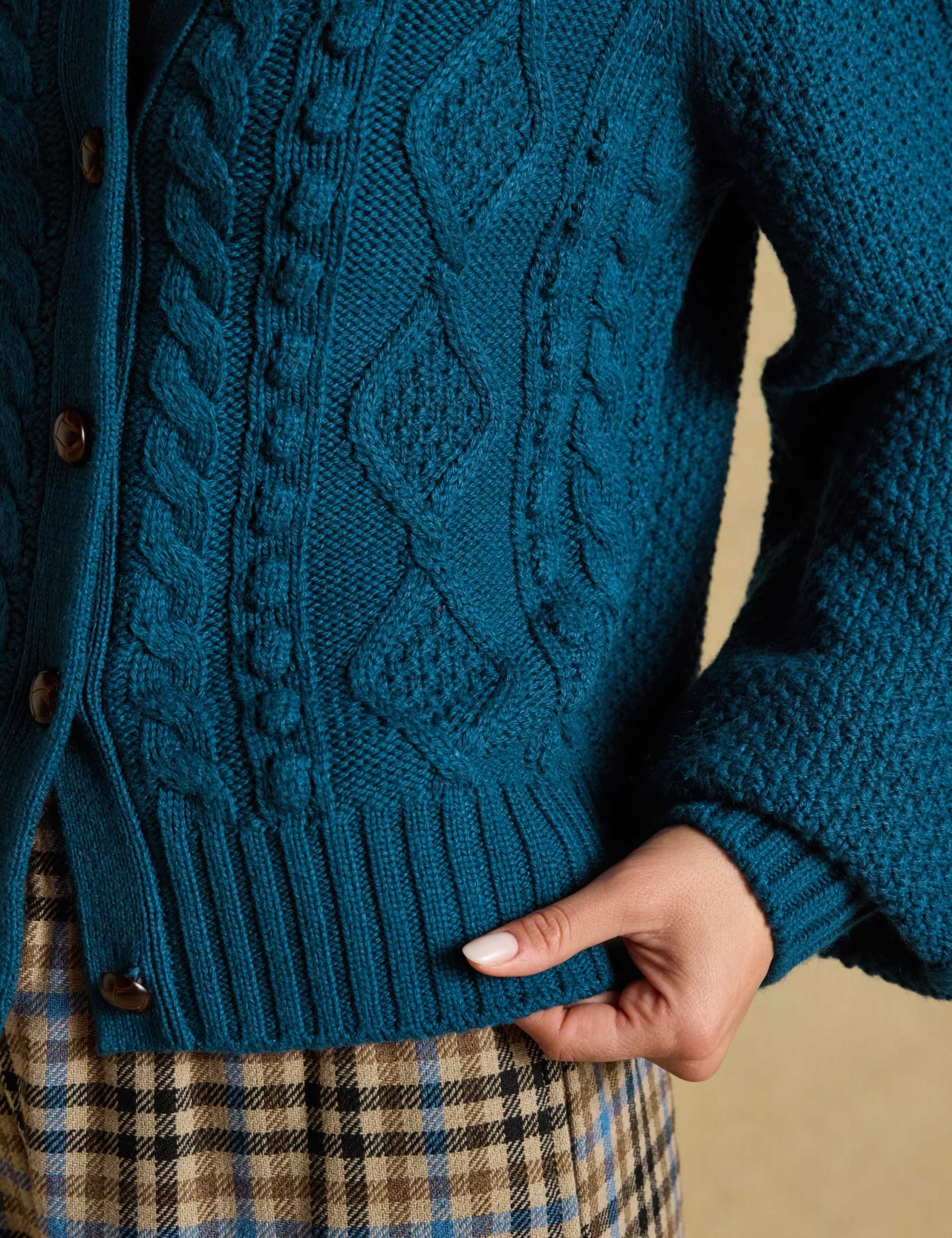 Cable Knit Cardigan with Wool 2 of 9