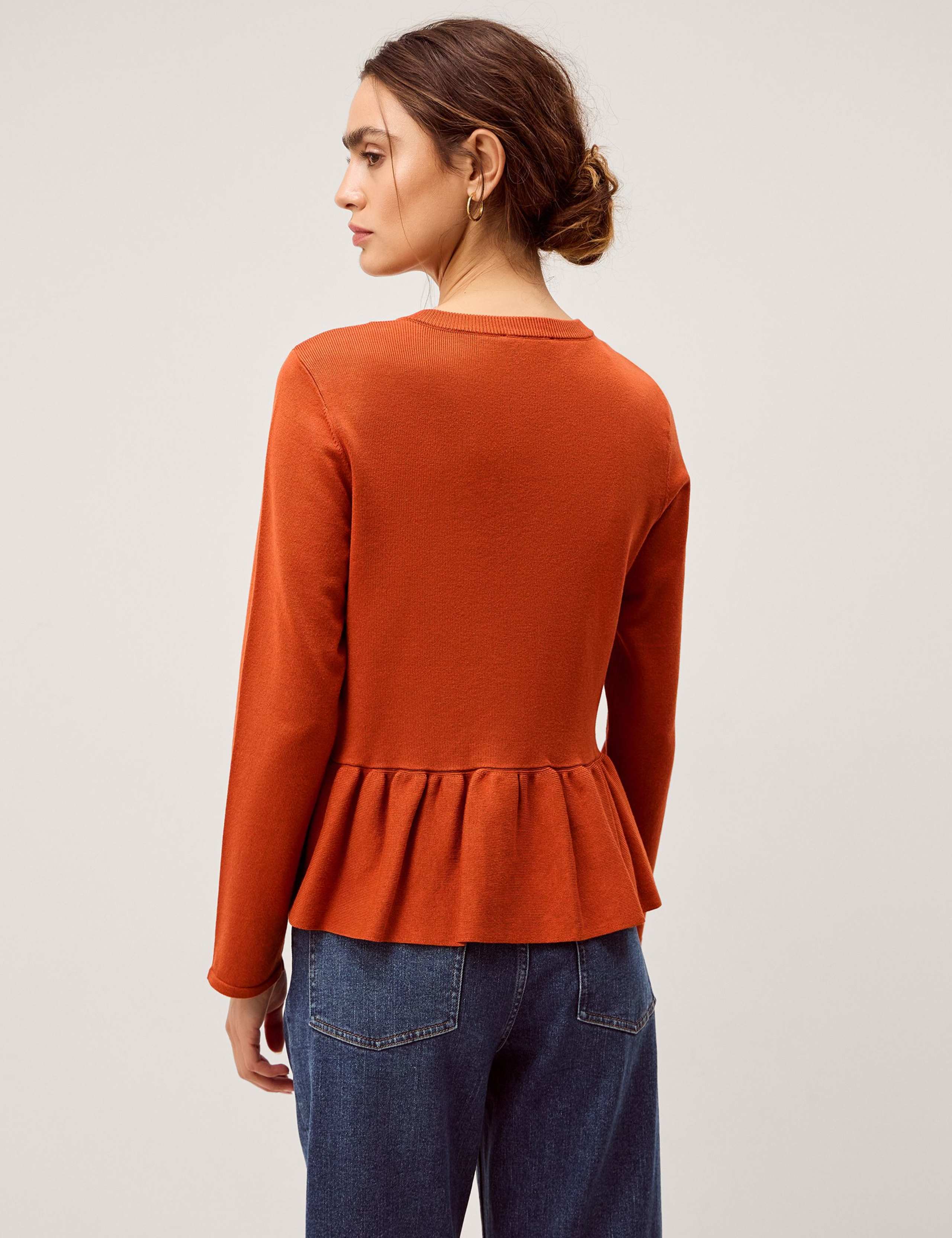 Button Front Longline Peplum Cardigan 4 of 5