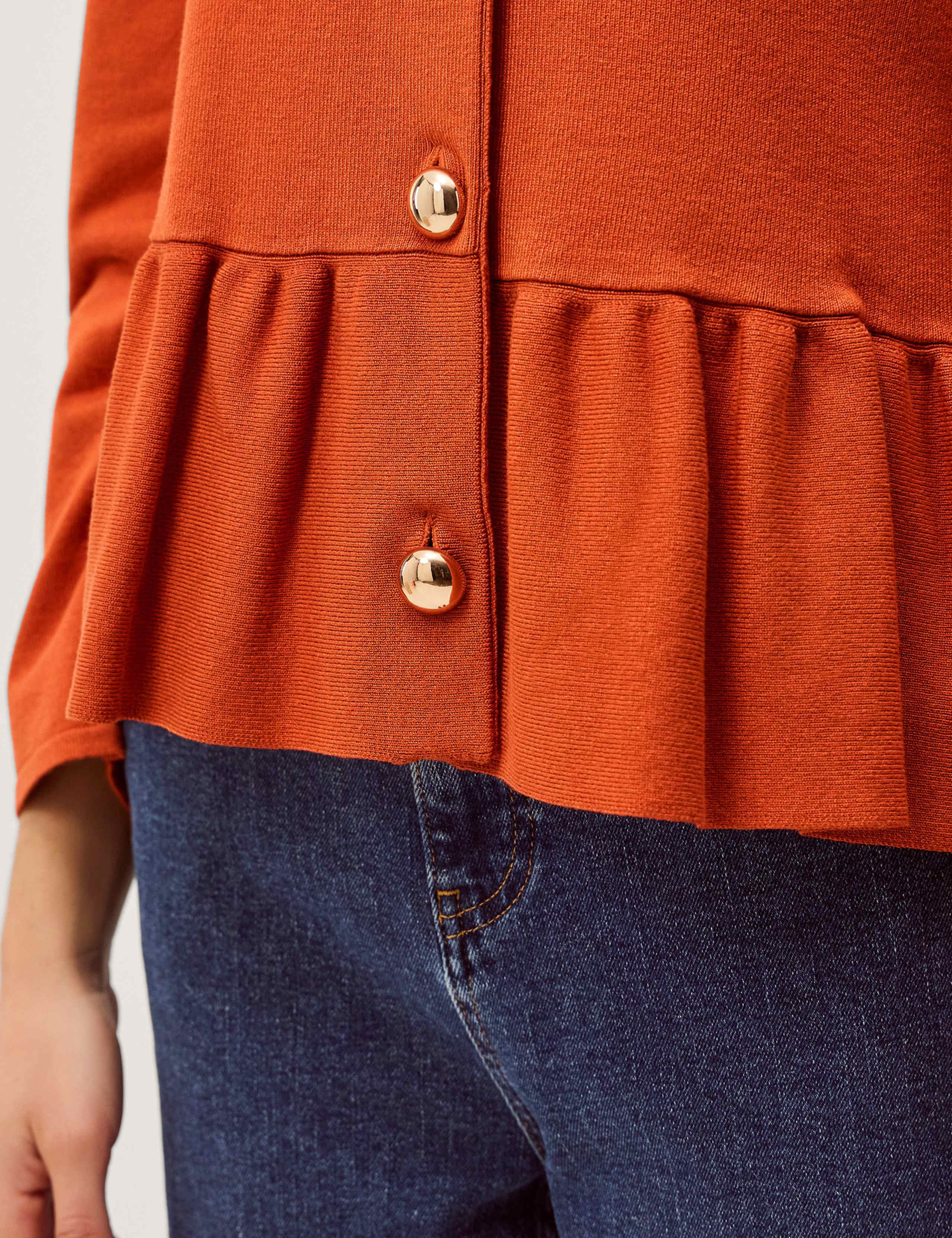 Button Front Longline Peplum Cardigan 5 of 5