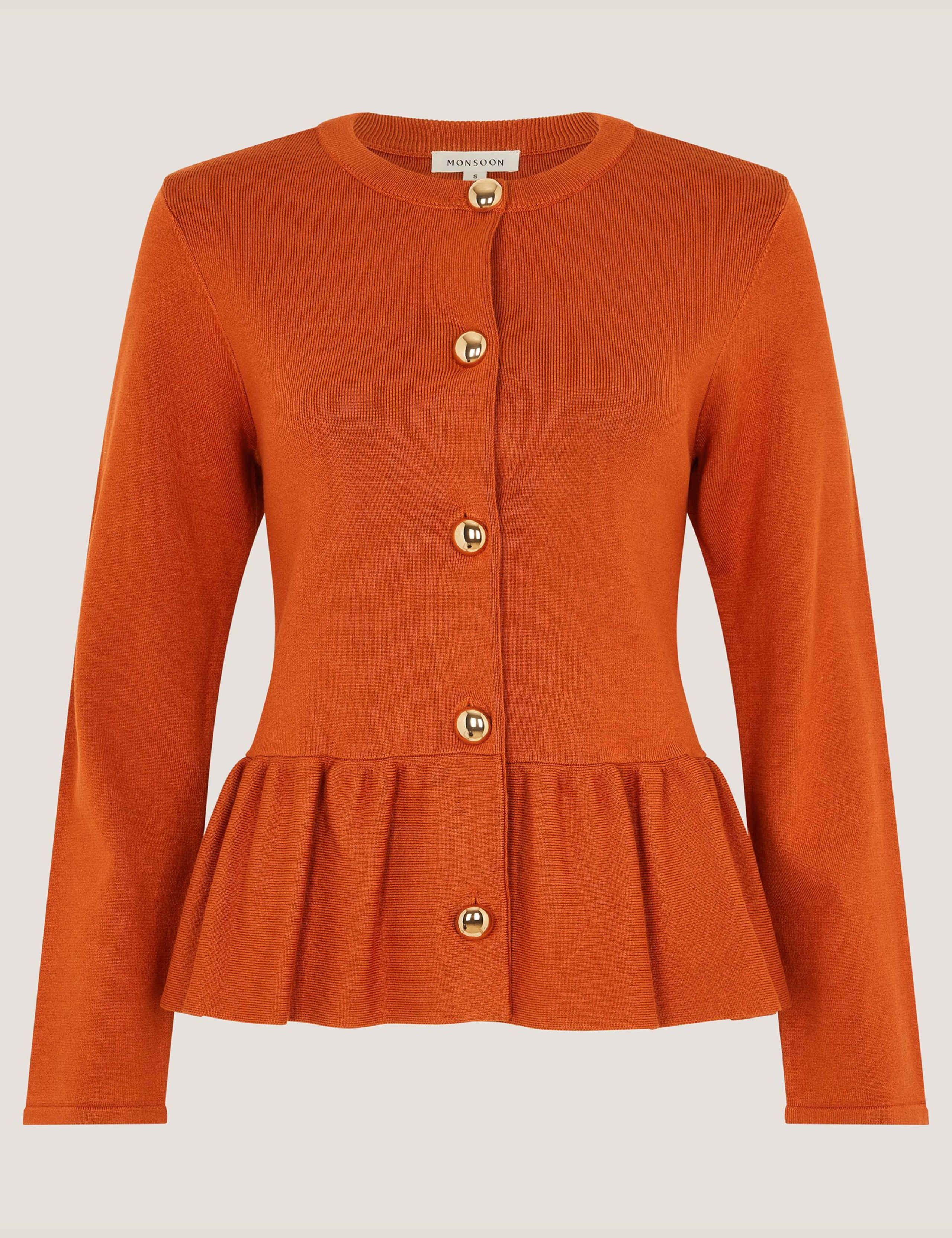 Button Front Longline Peplum Cardigan 2 of 5