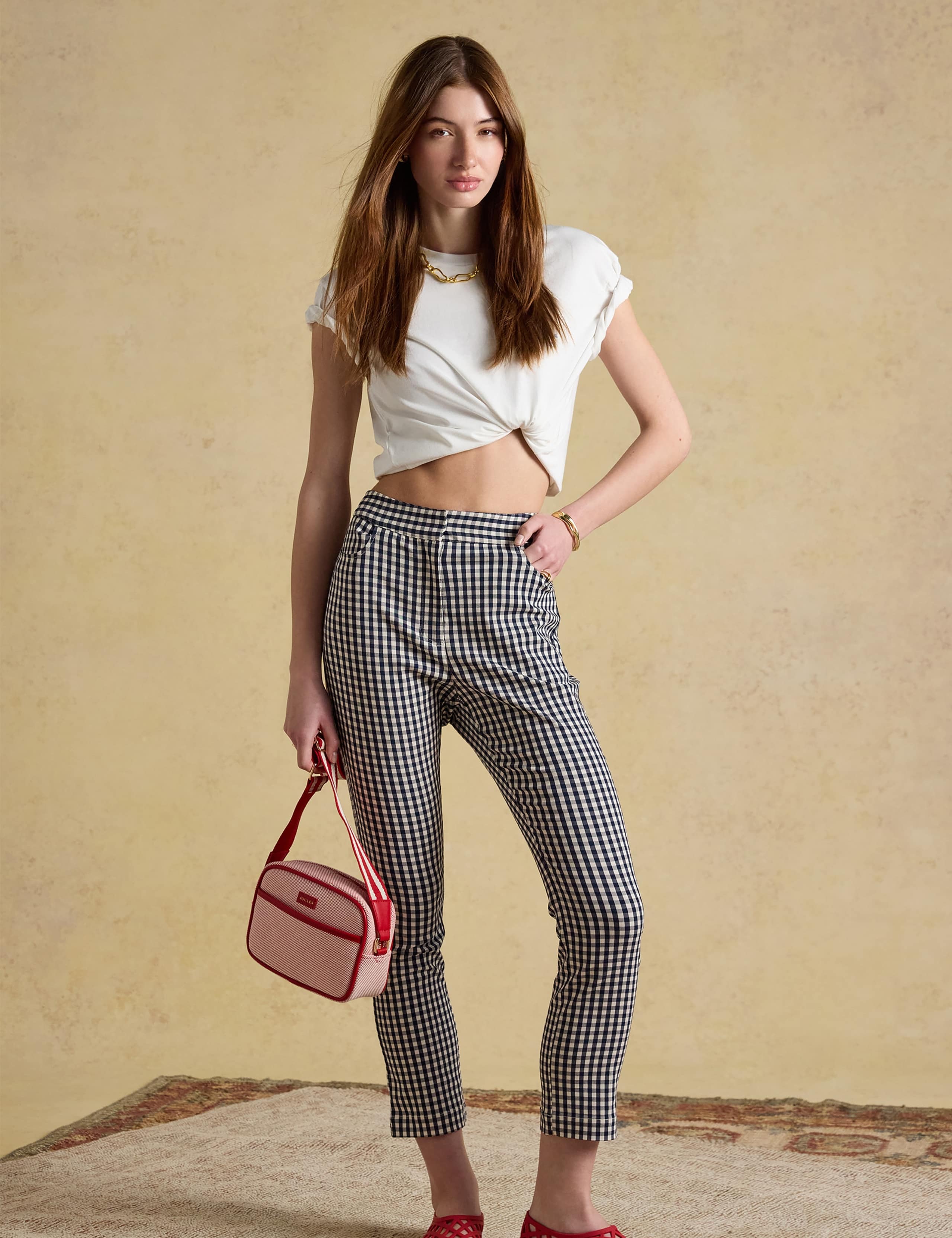 Checked Slim Fit Cropped Trousers 3 of 8