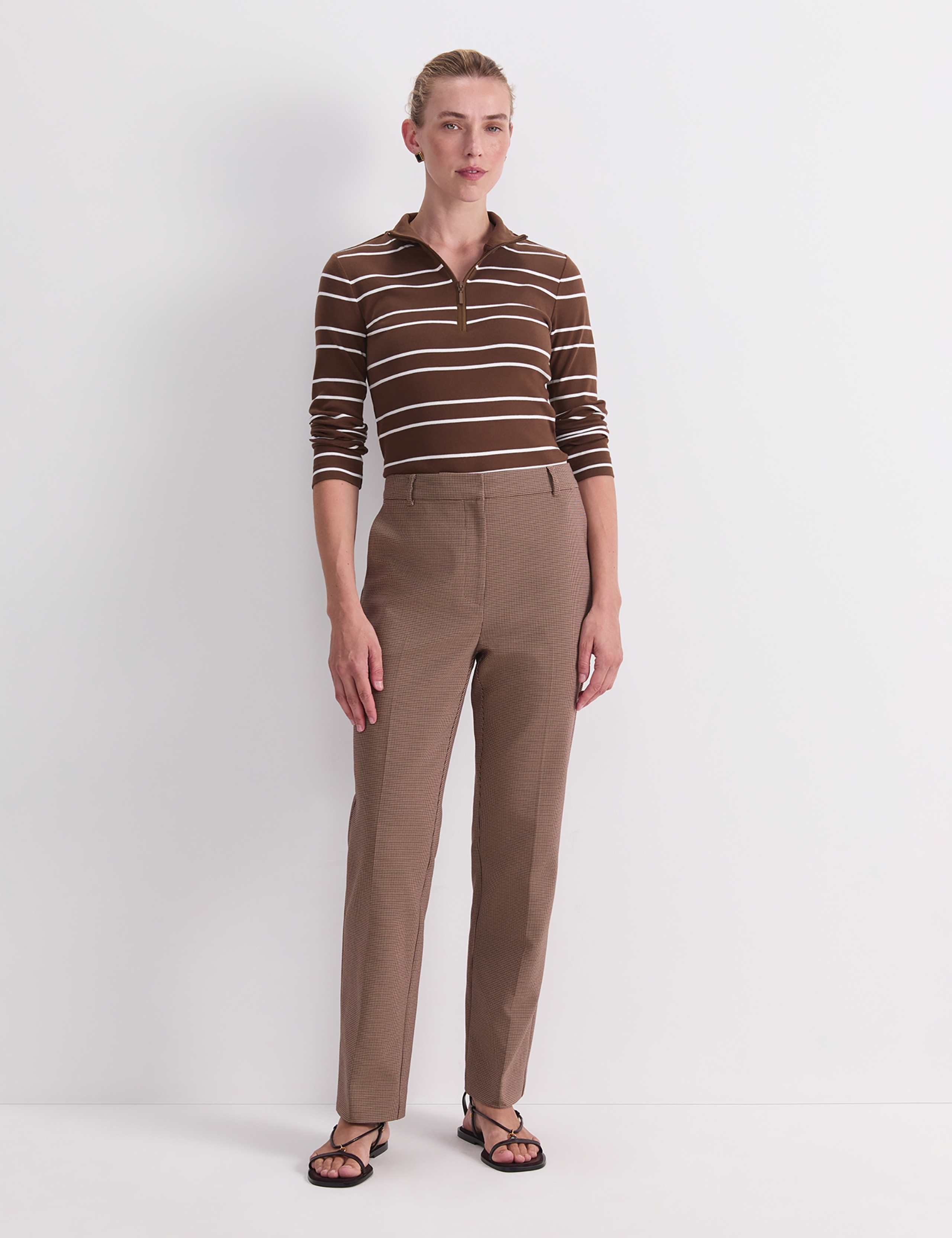 Cotton Rich Checked Tapered Trousers 2 of 5