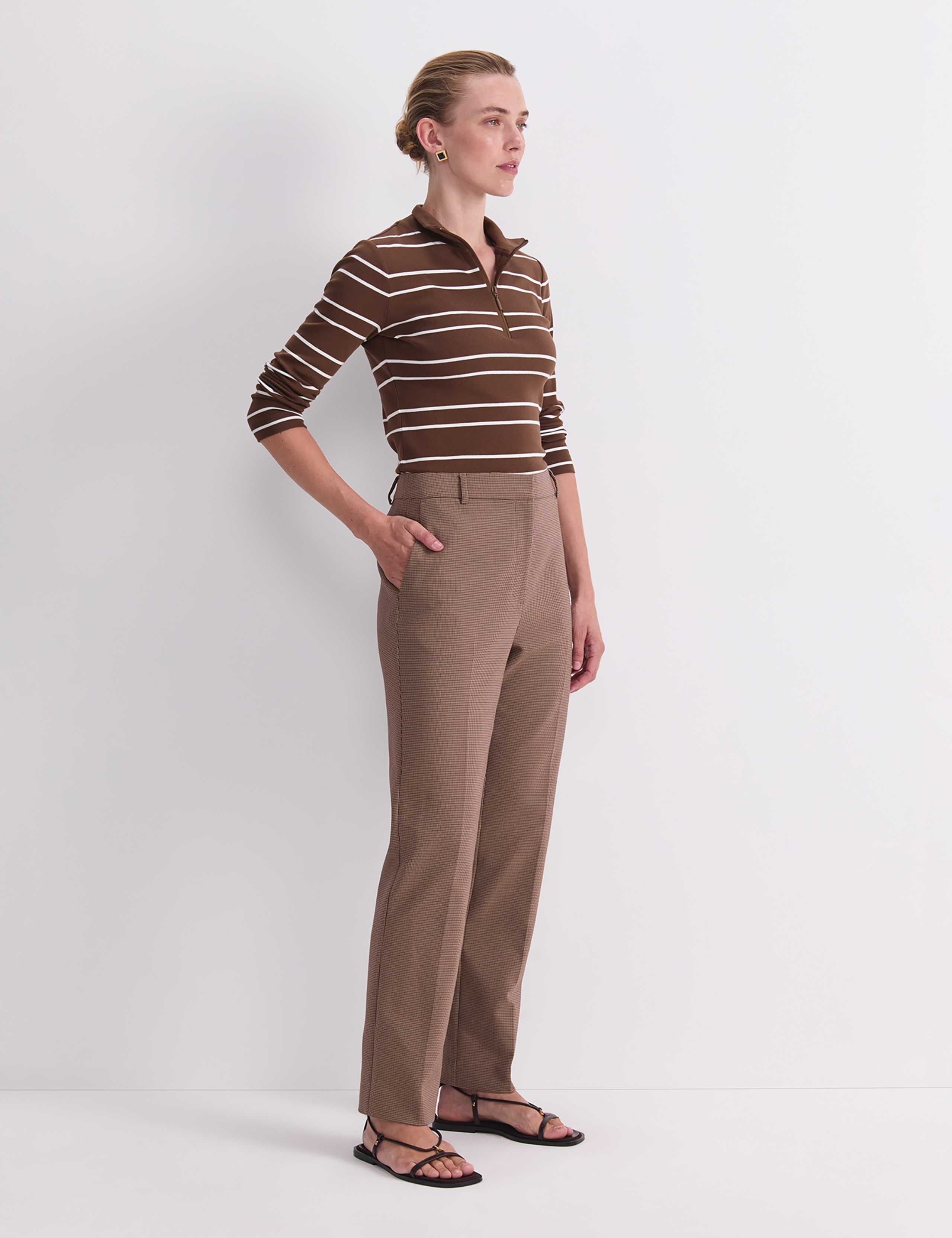 Cotton Rich Checked Tapered Trousers 4 of 5