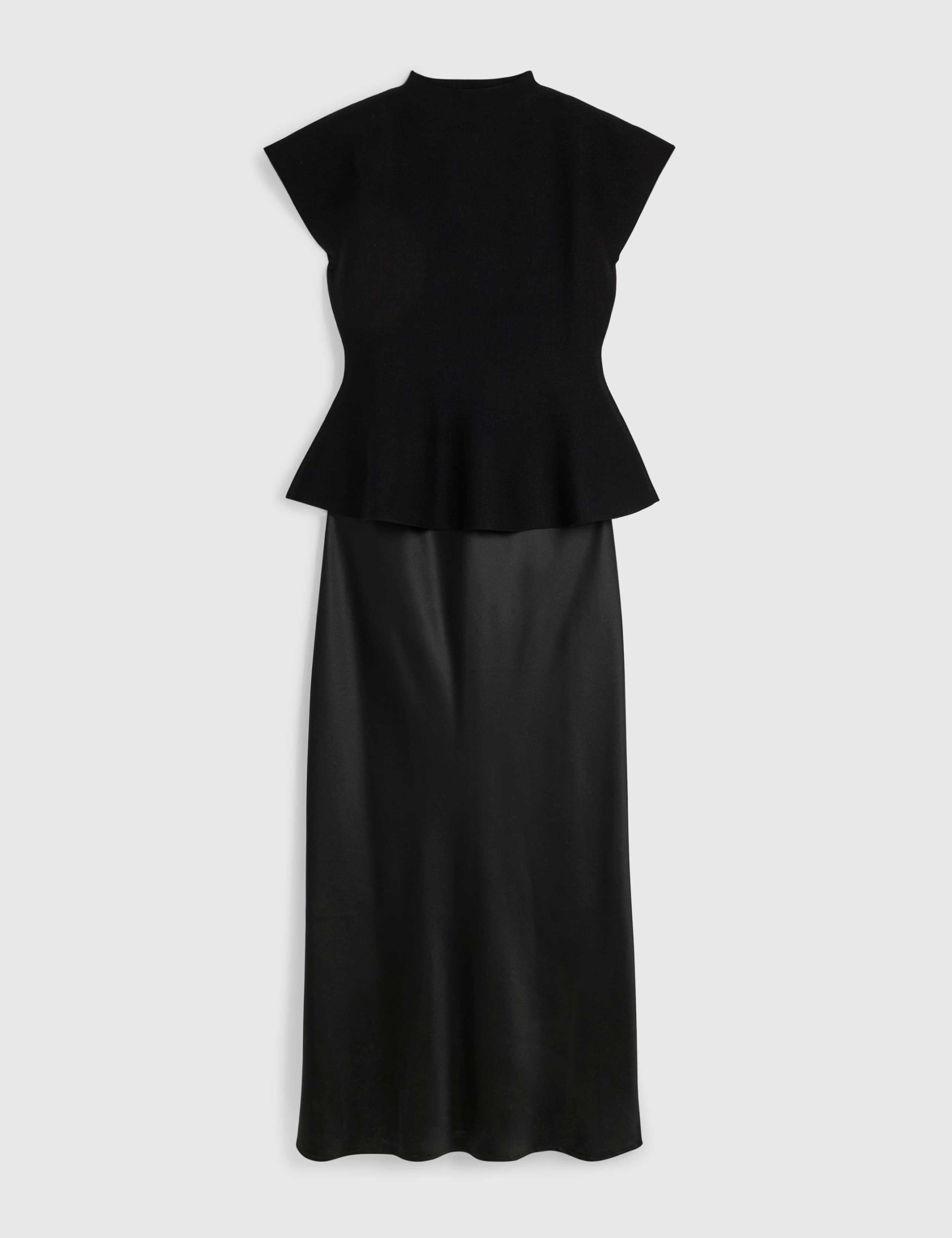 Pure Cotton Knitted High Neck Midaxi Peplum Dress 3 of 6