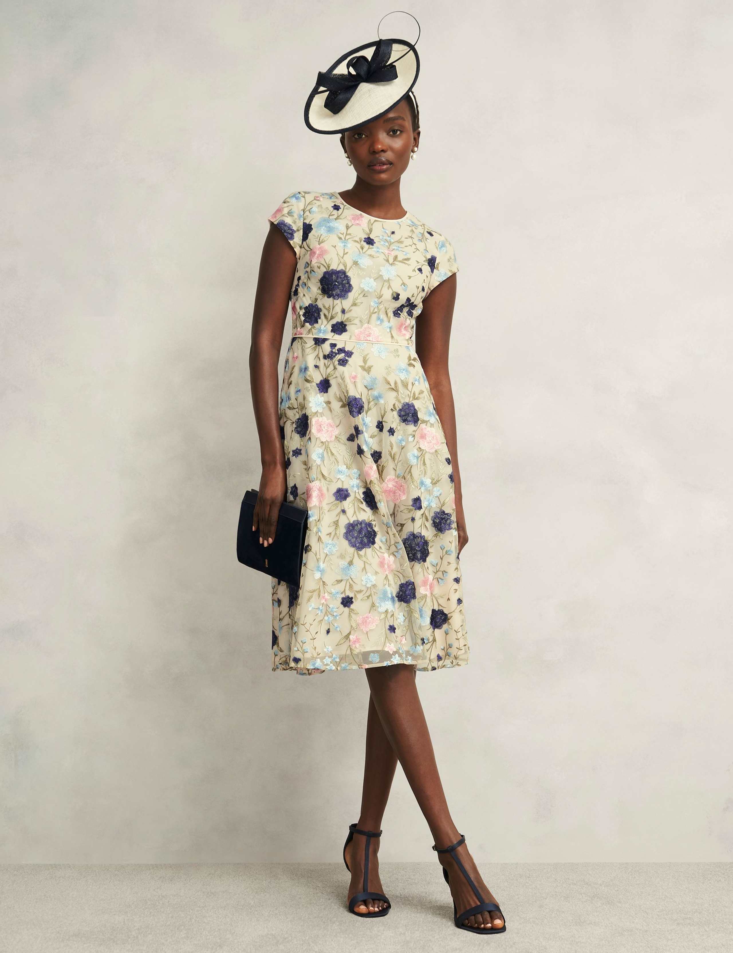 Floral Embroidered Knee Length Skater Dress 2 of 5