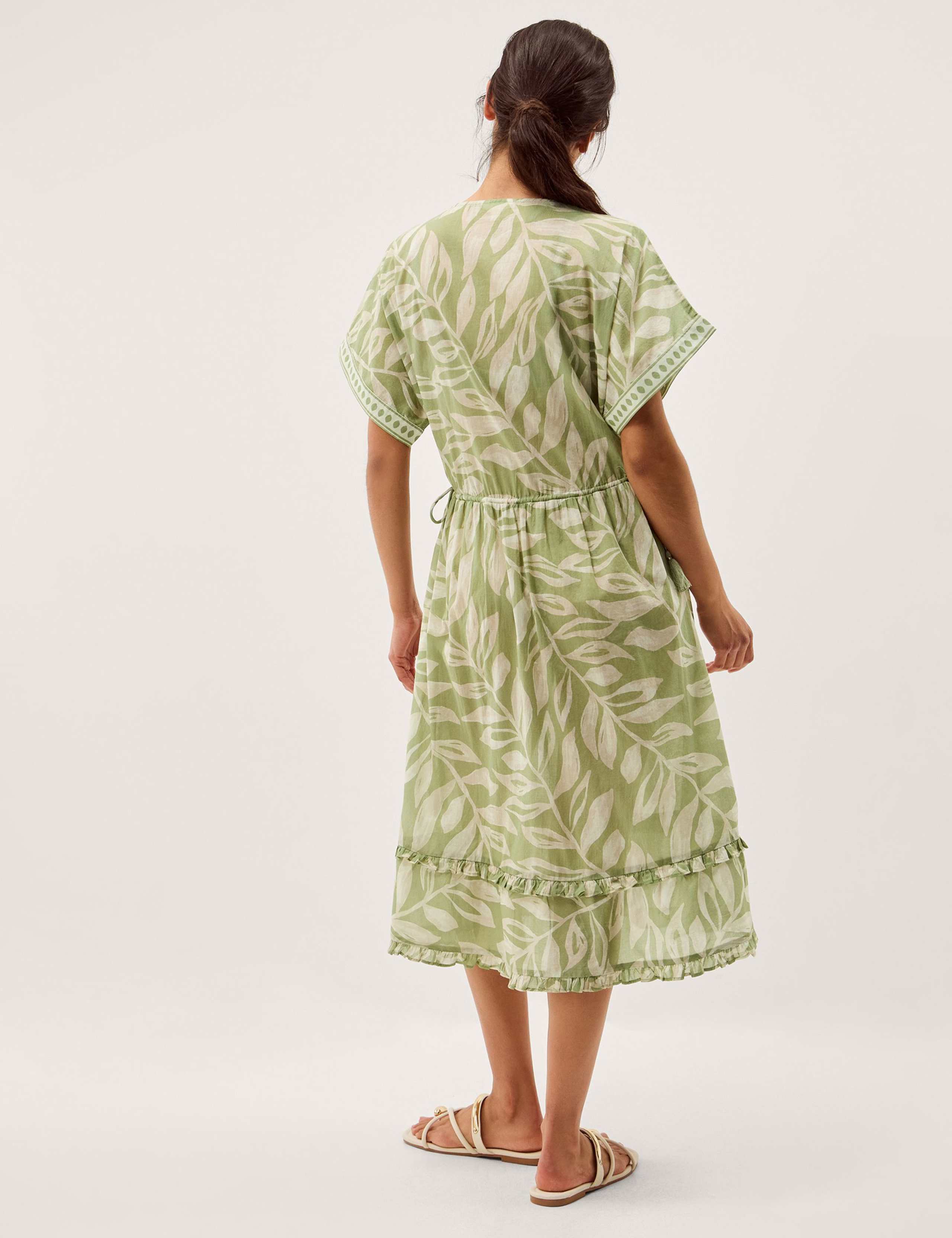 Pure Cotton Printed V-Neck Midi Beach Dress 5 of 5