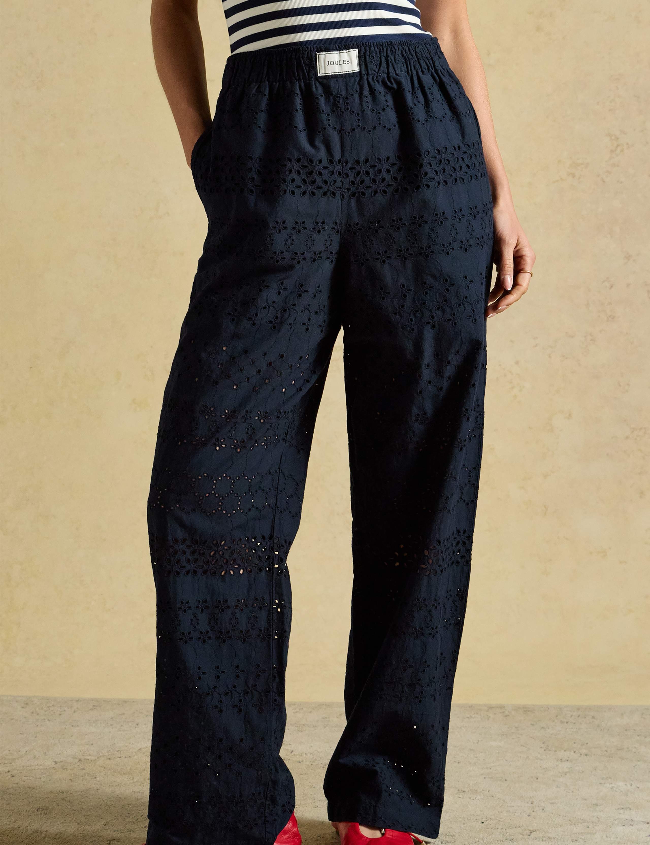 Pure Cotton Broderie Wide Fit Trousers 1 of 6