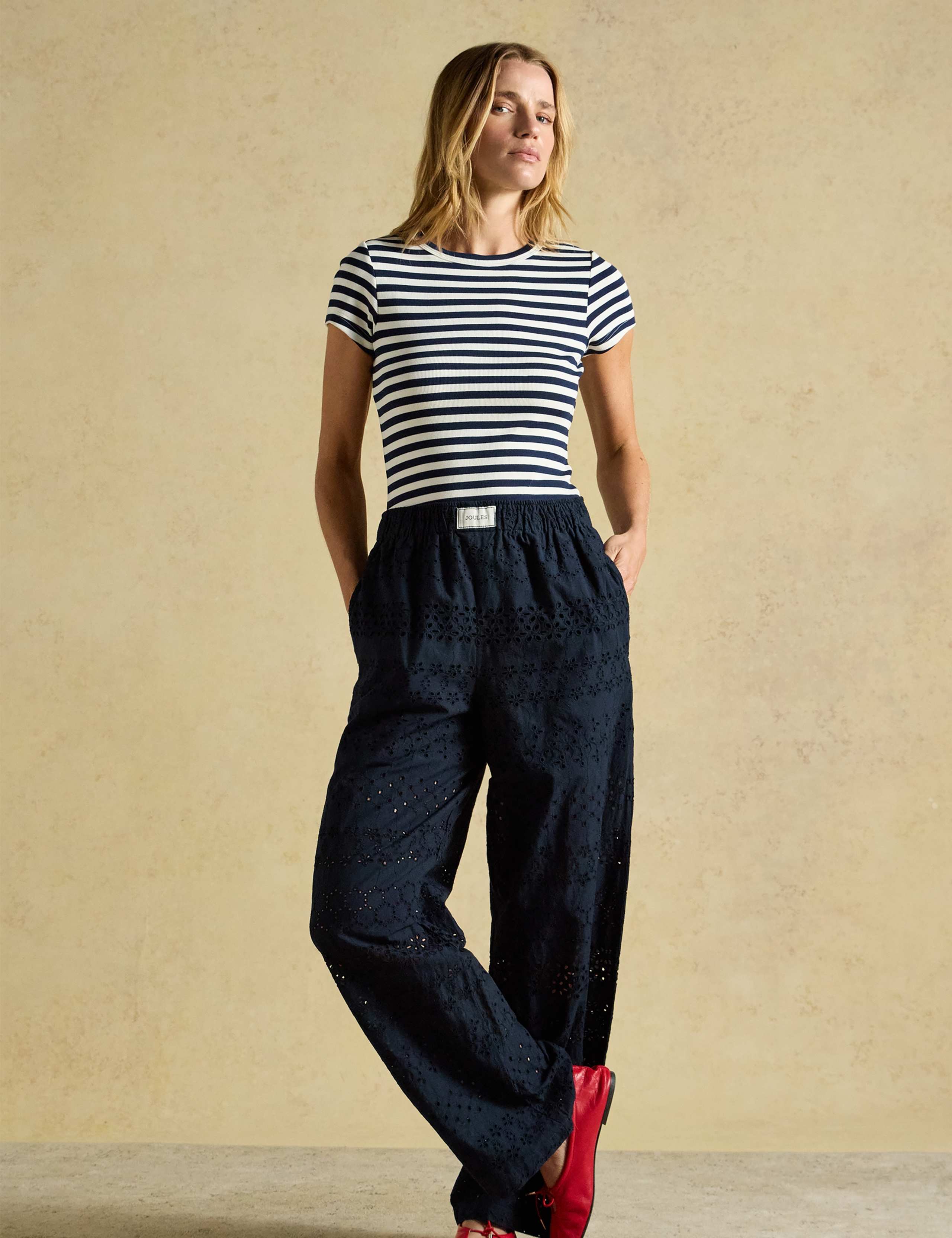 Pure Cotton Broderie Wide Fit Trousers 3 of 6