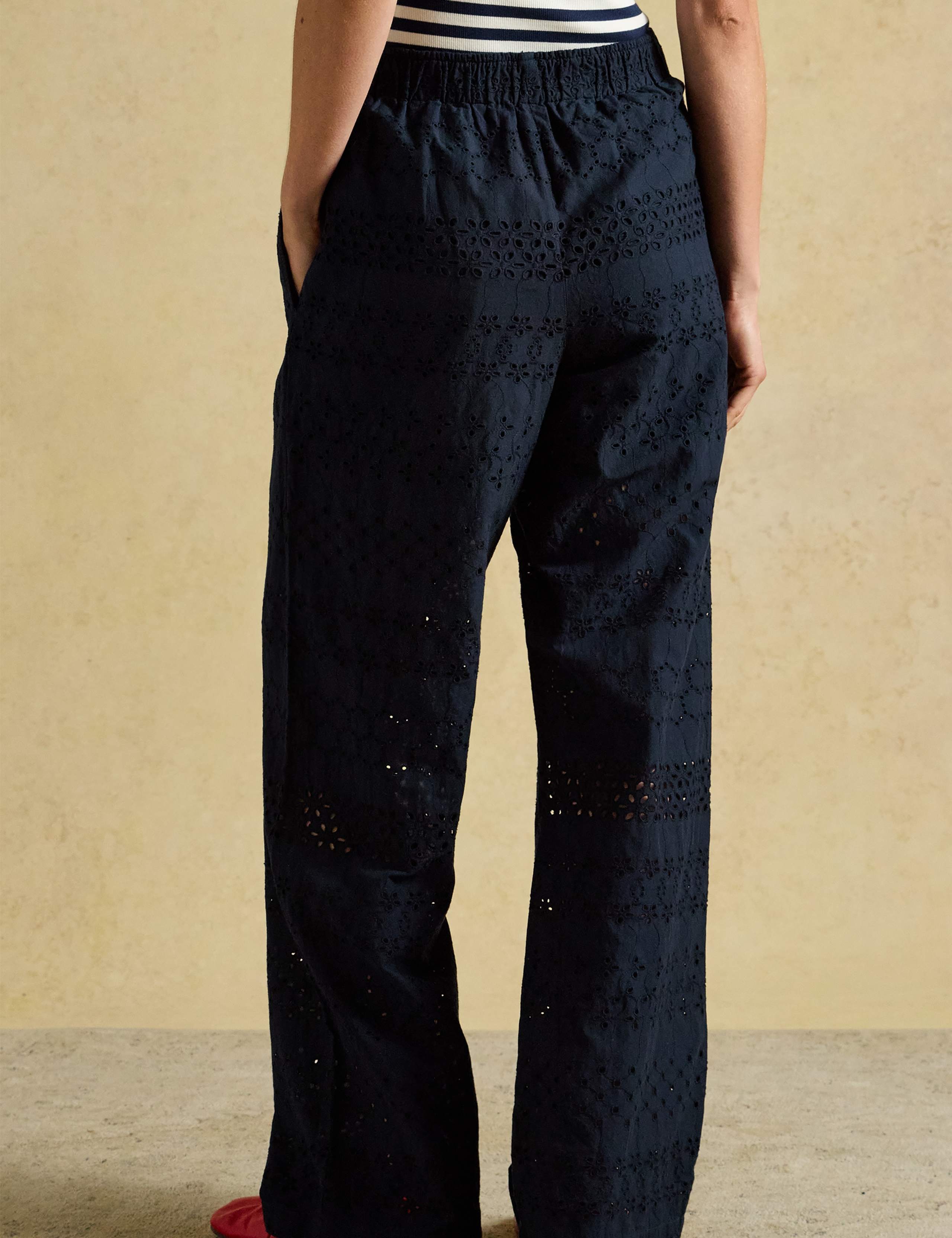 Pure Cotton Broderie Wide Fit Trousers 4 of 6