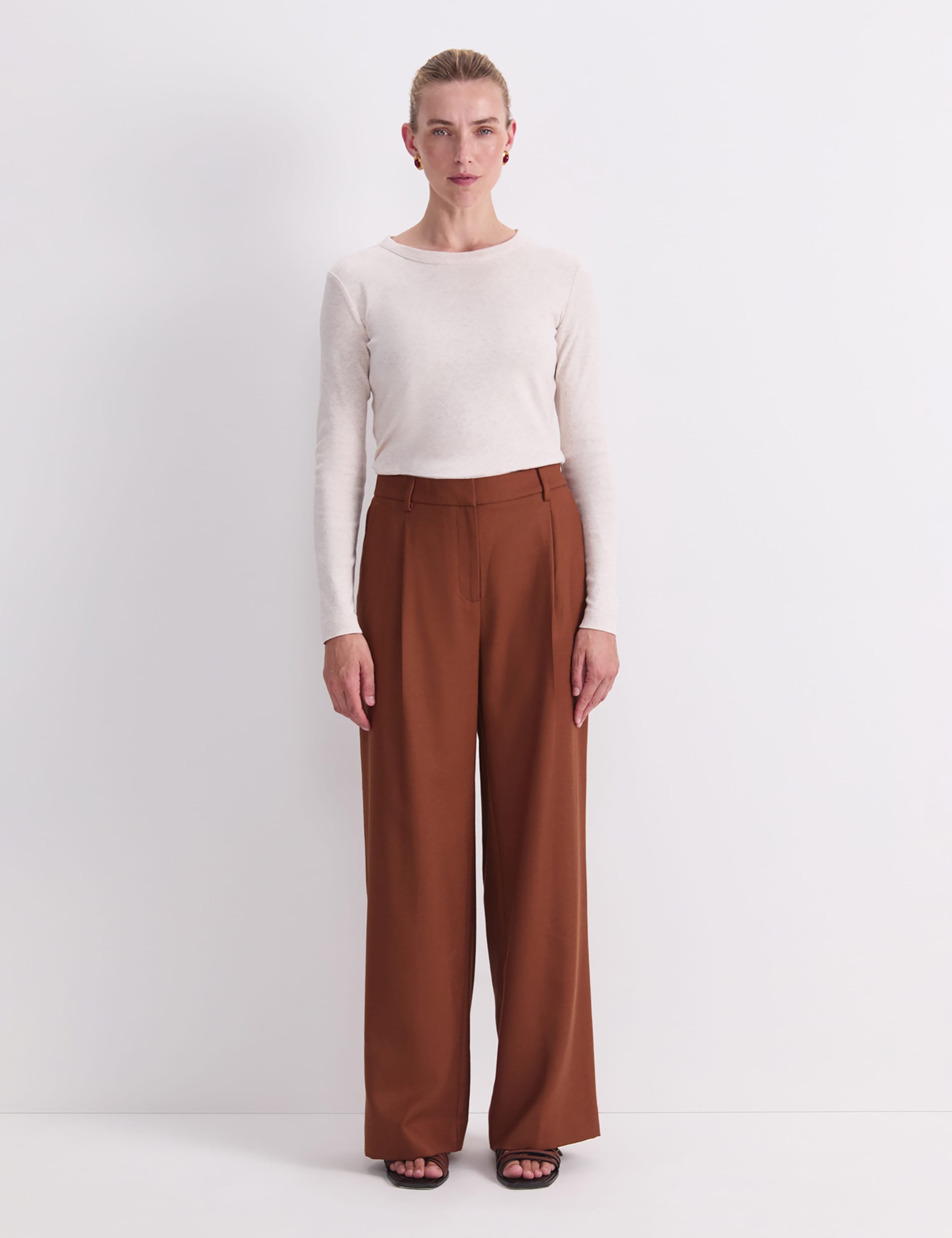 Wool Rich Pleat Front Straight Leg Trousers 2 of 5