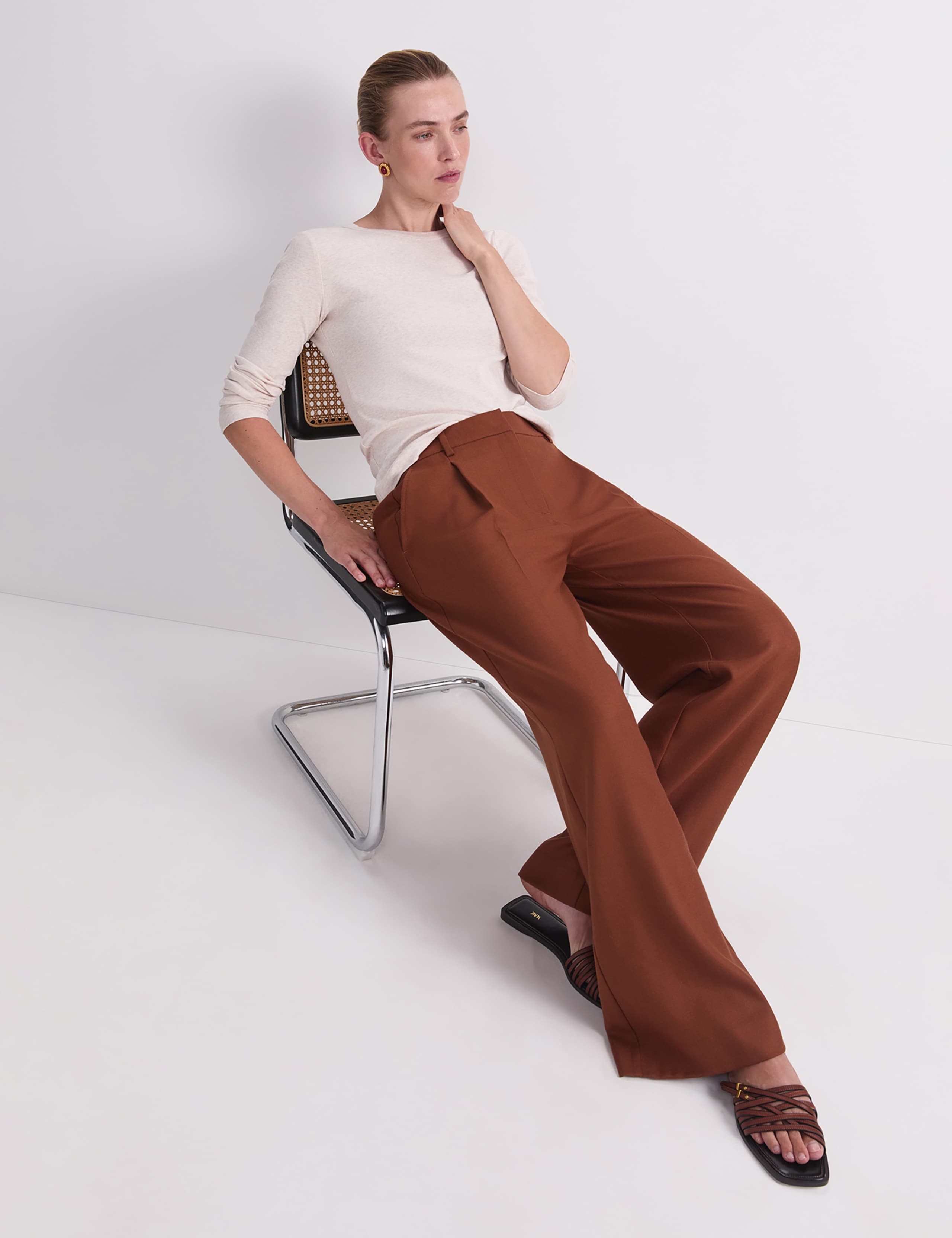 Wool Rich Pleat Front Straight Leg Trousers 3 of 5