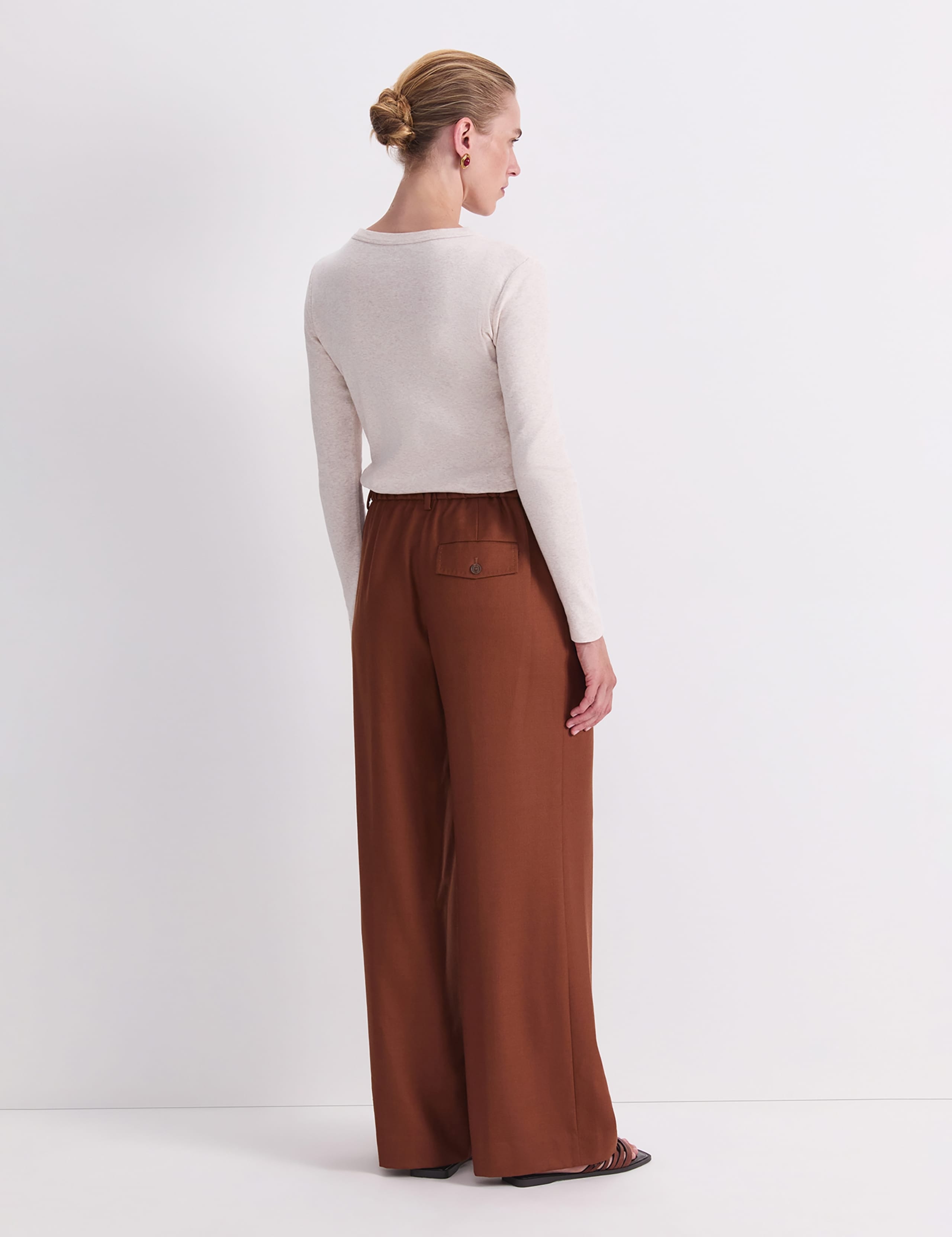 Wool Rich Pleat Front Straight Leg Trousers 4 of 5