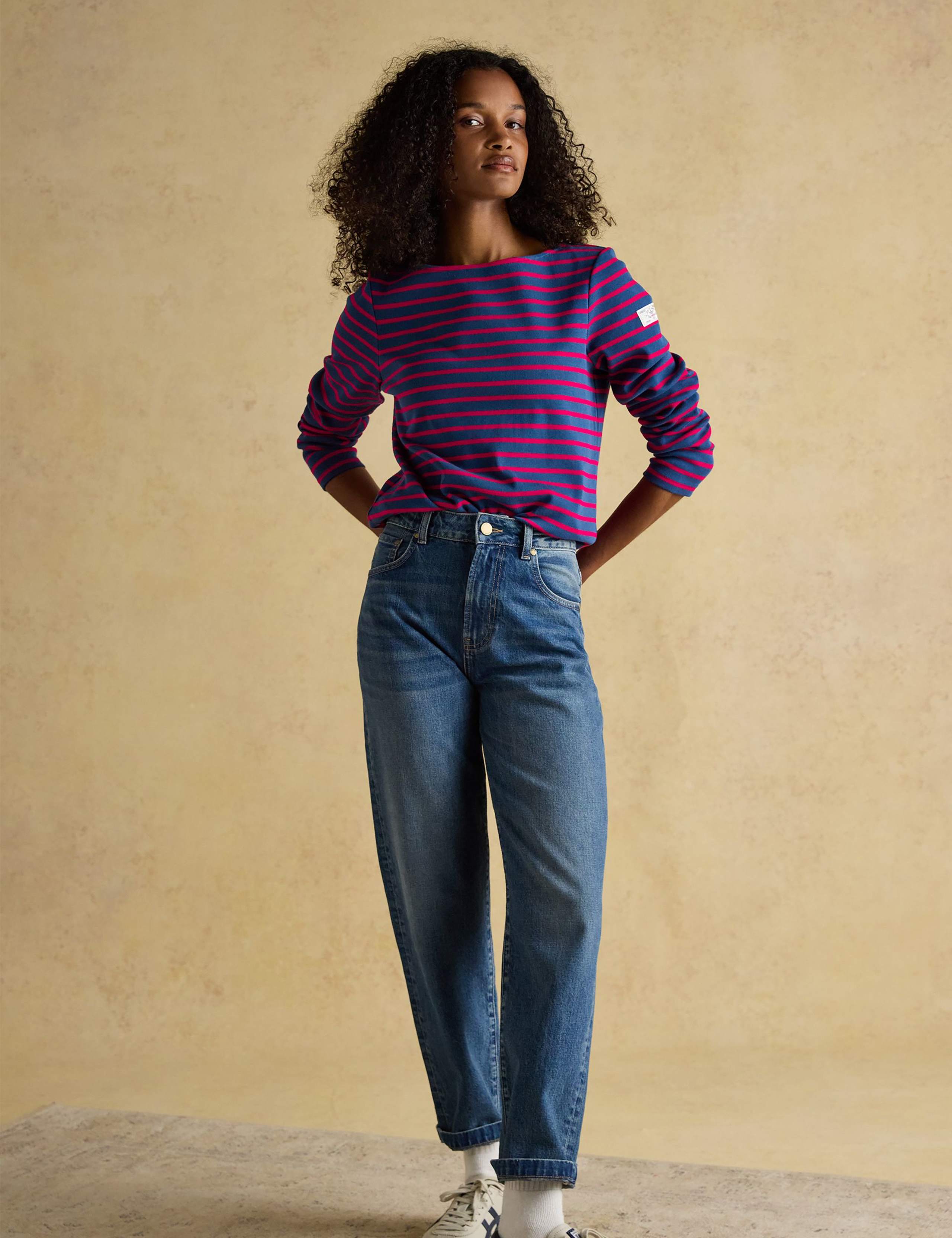 Pure Cotton Striped Slash Neck Top 3 of 7