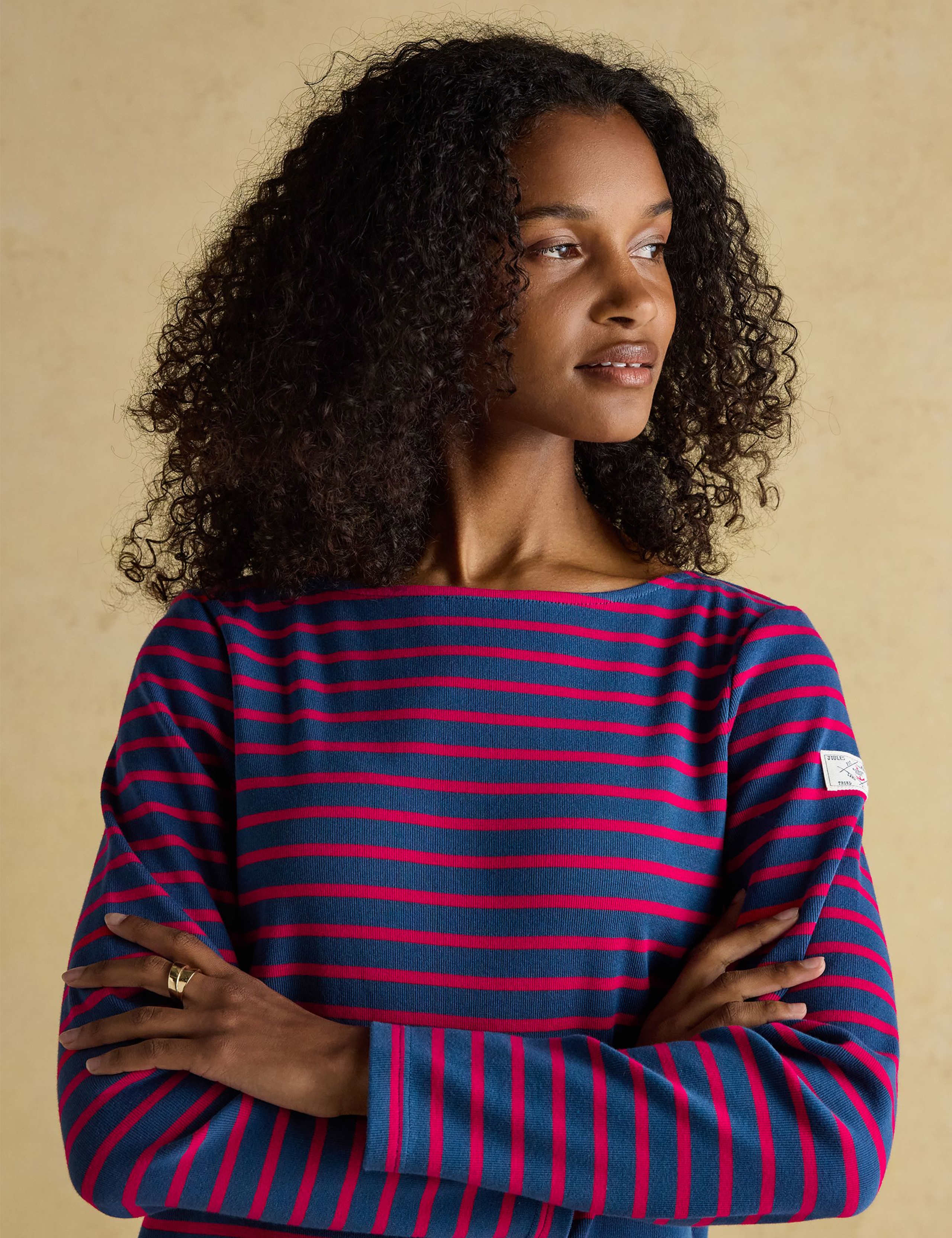 Pure Cotton Striped Slash Neck Top 5 of 7