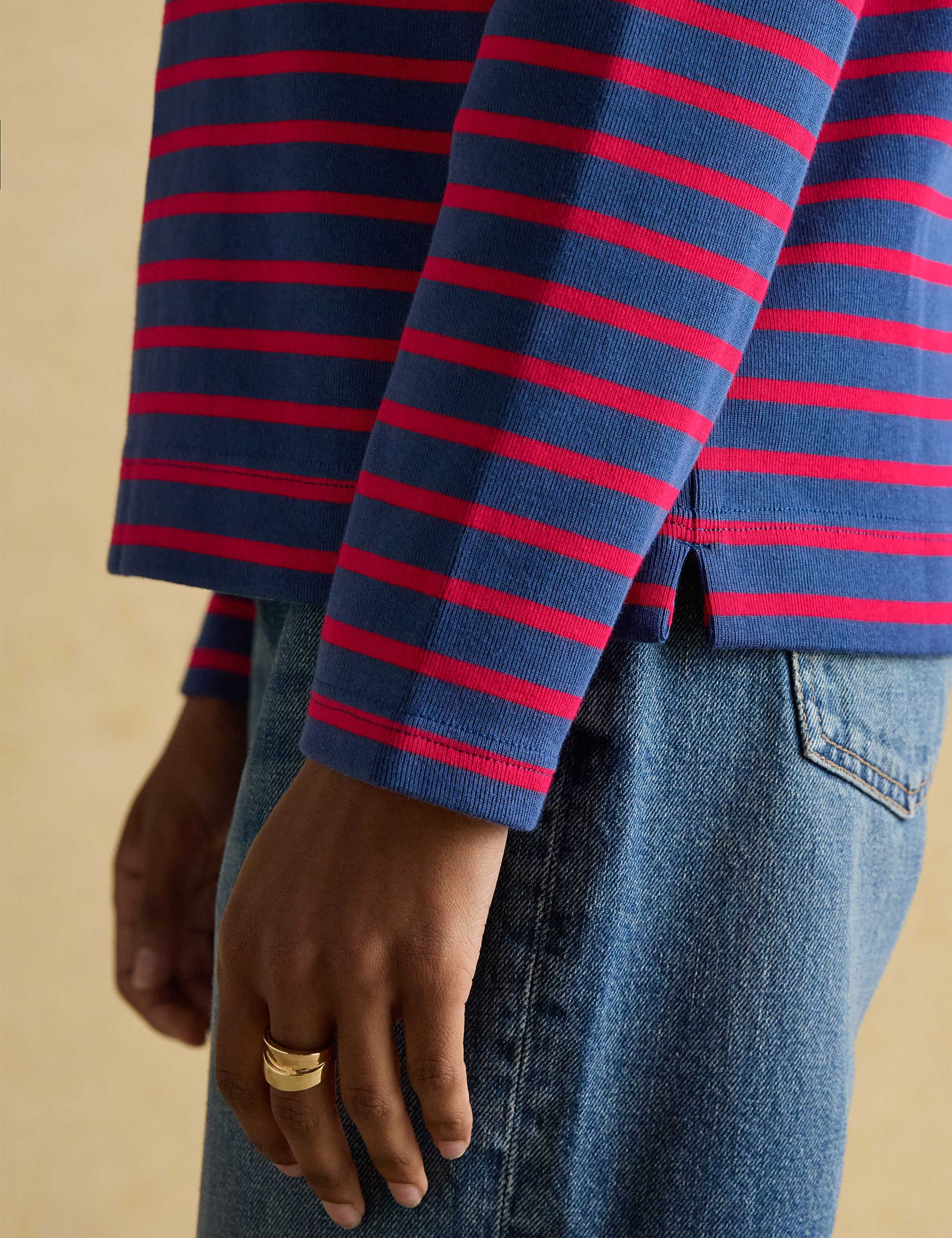 Pure Cotton Striped Slash Neck Top 7 of 7