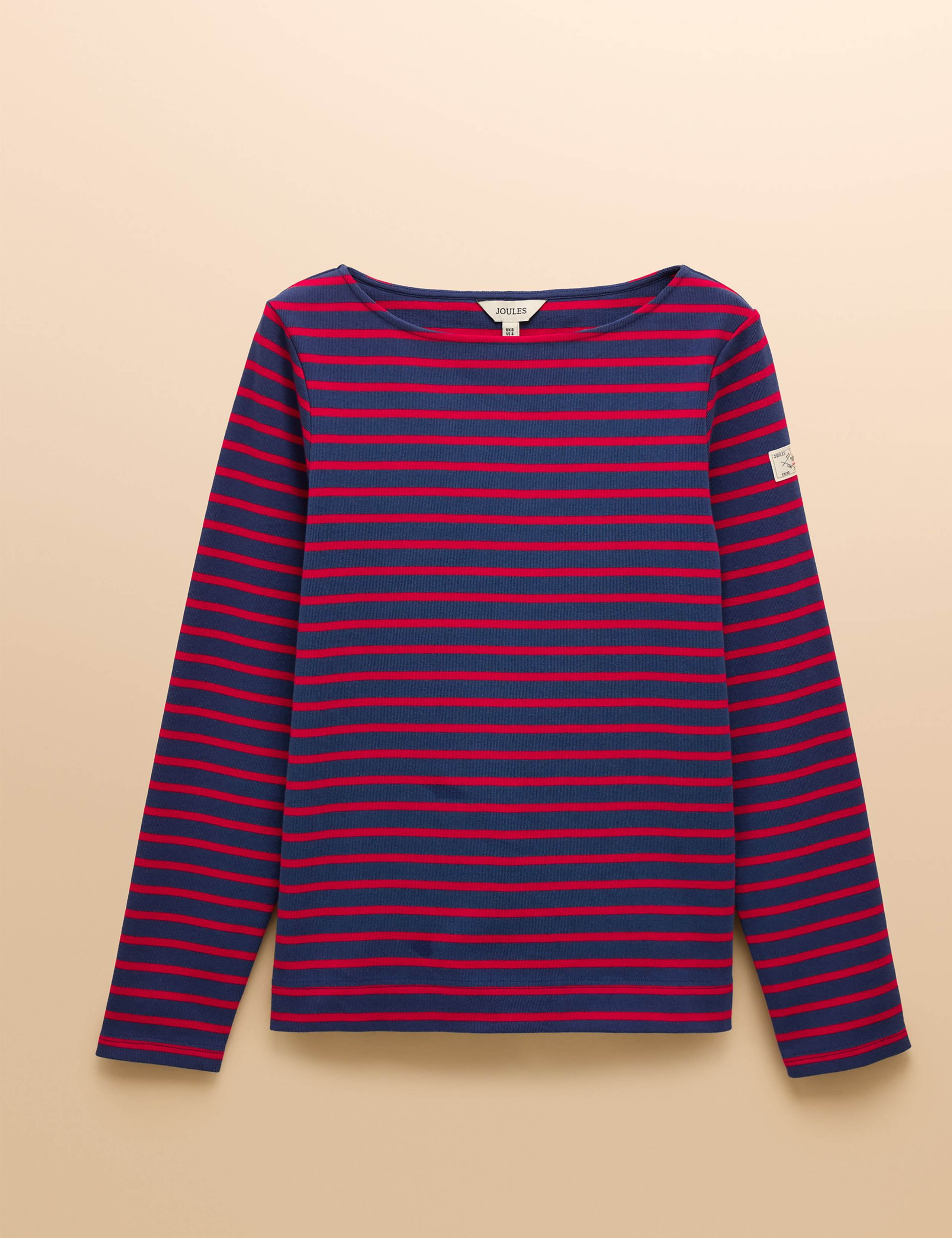 Pure Cotton Striped Slash Neck Top 2 of 7