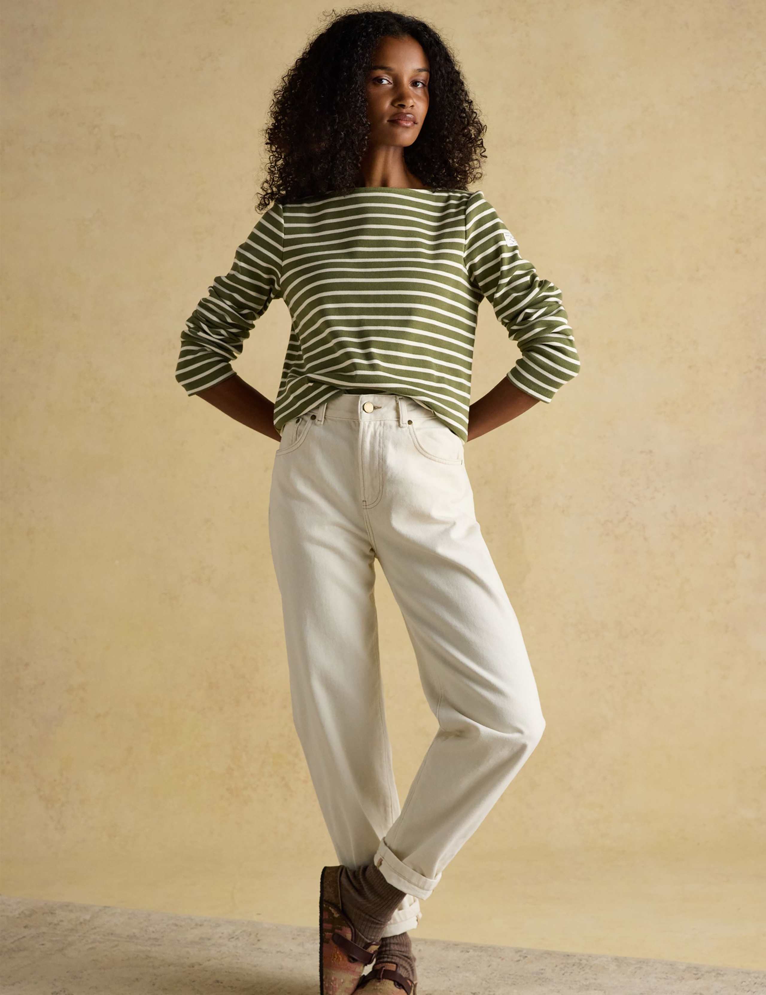 Pure Cotton Striped Slash Neck Top 3 of 7