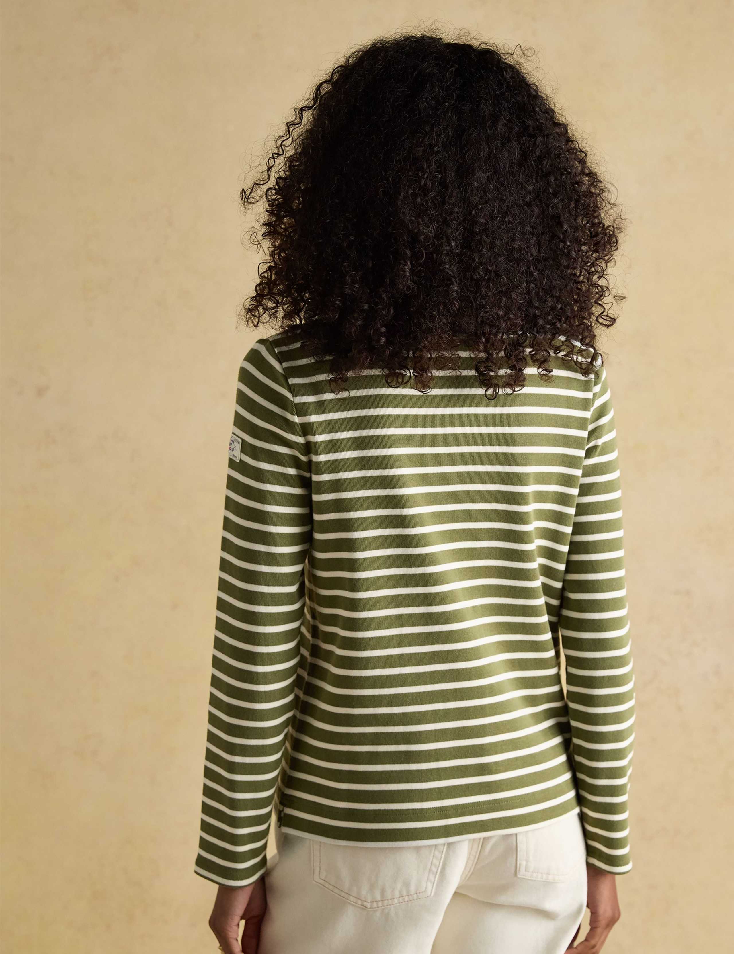 Pure Cotton Striped Slash Neck Top 4 of 7