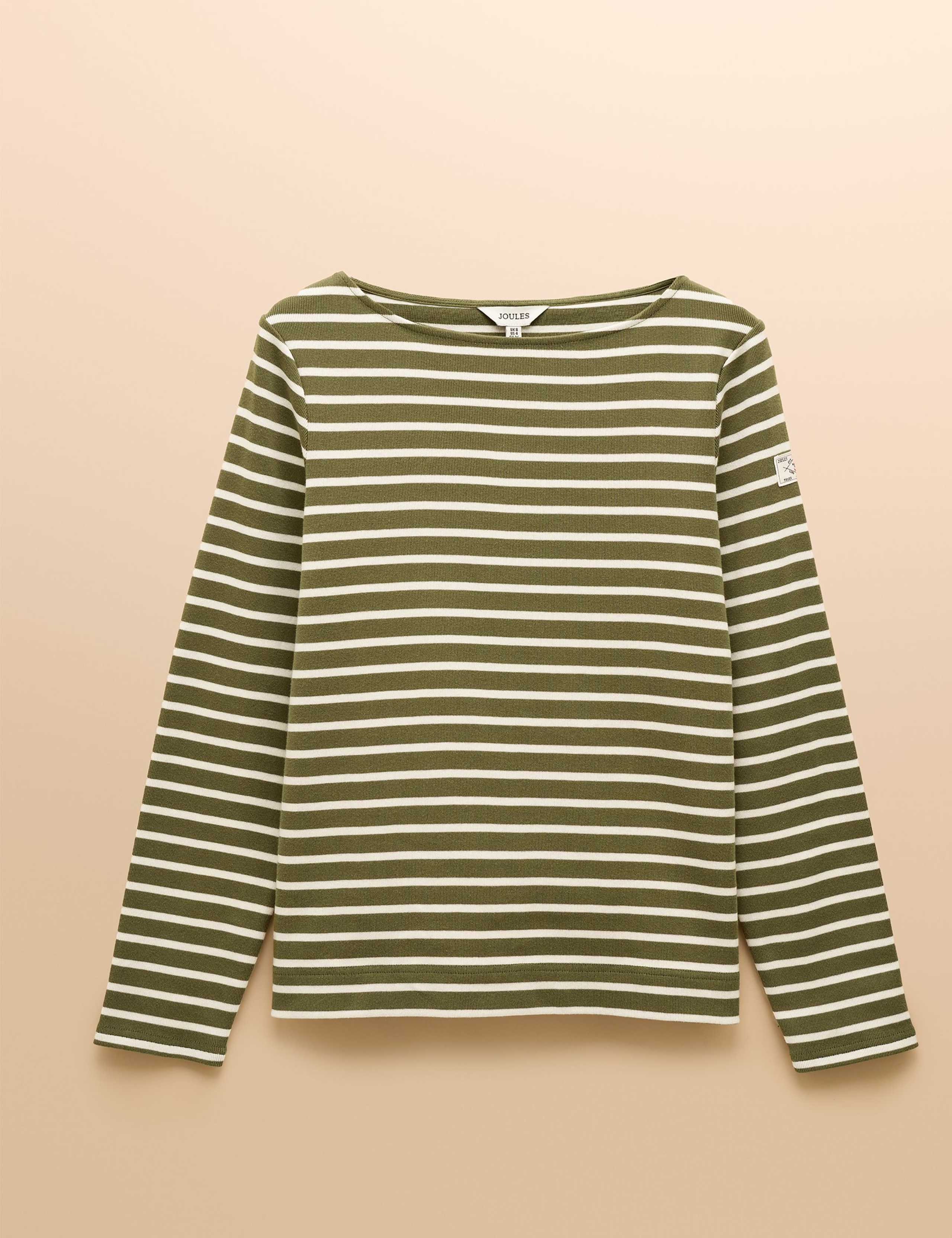 Pure Cotton Striped Slash Neck Top 2 of 7
