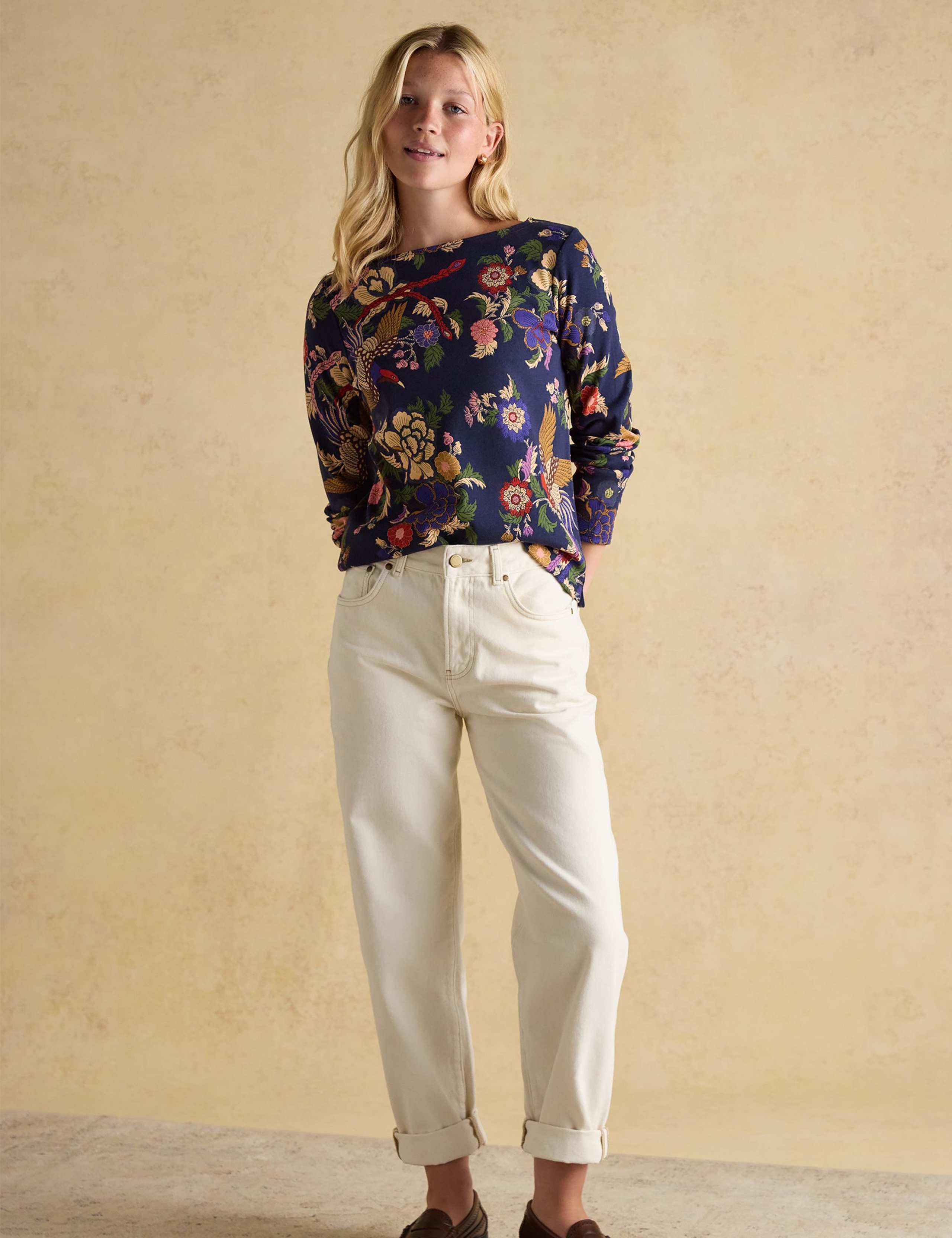 Pure Cotton Floral Slash Neck Top 3 of 8