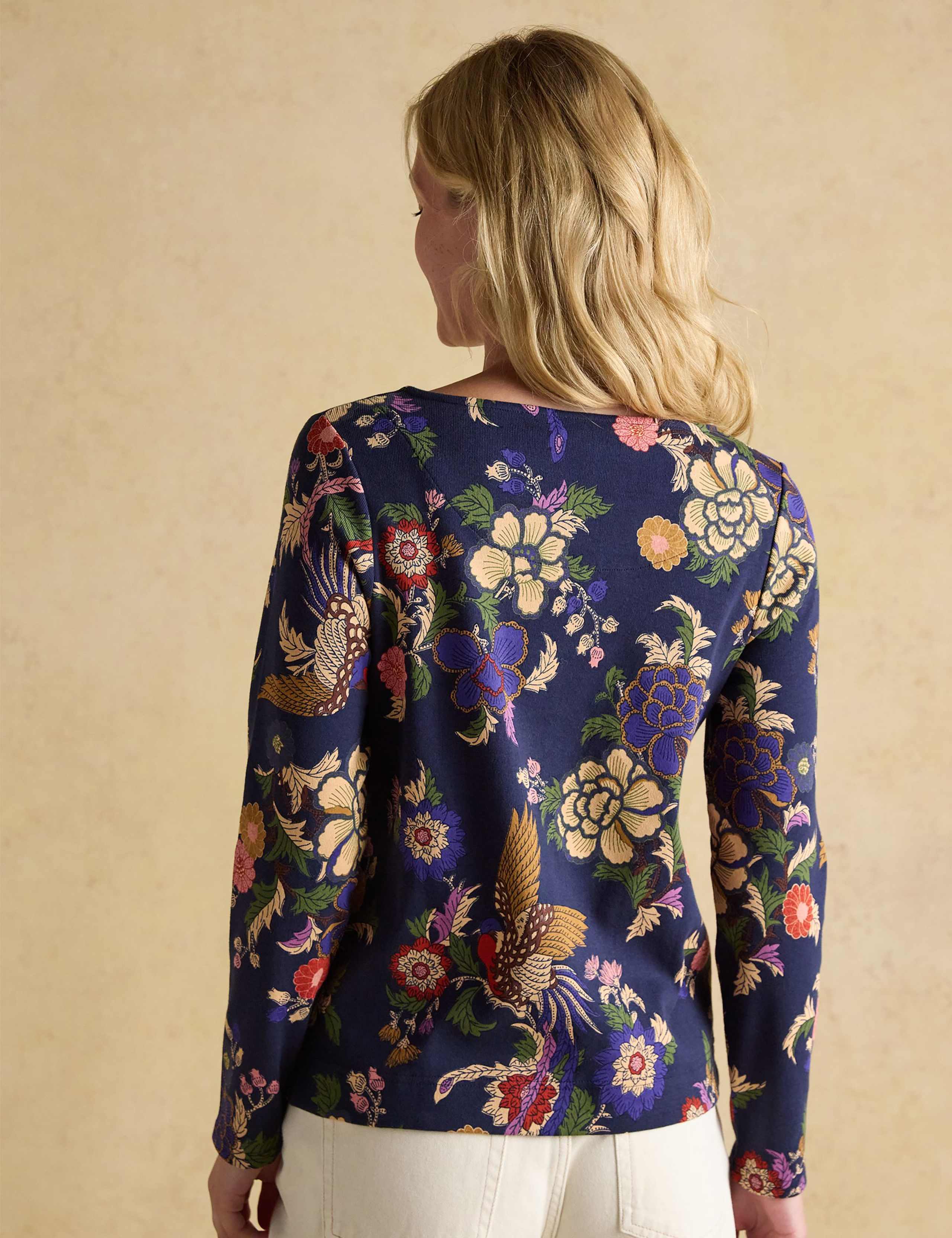 Pure Cotton Floral Slash Neck Top 5 of 8