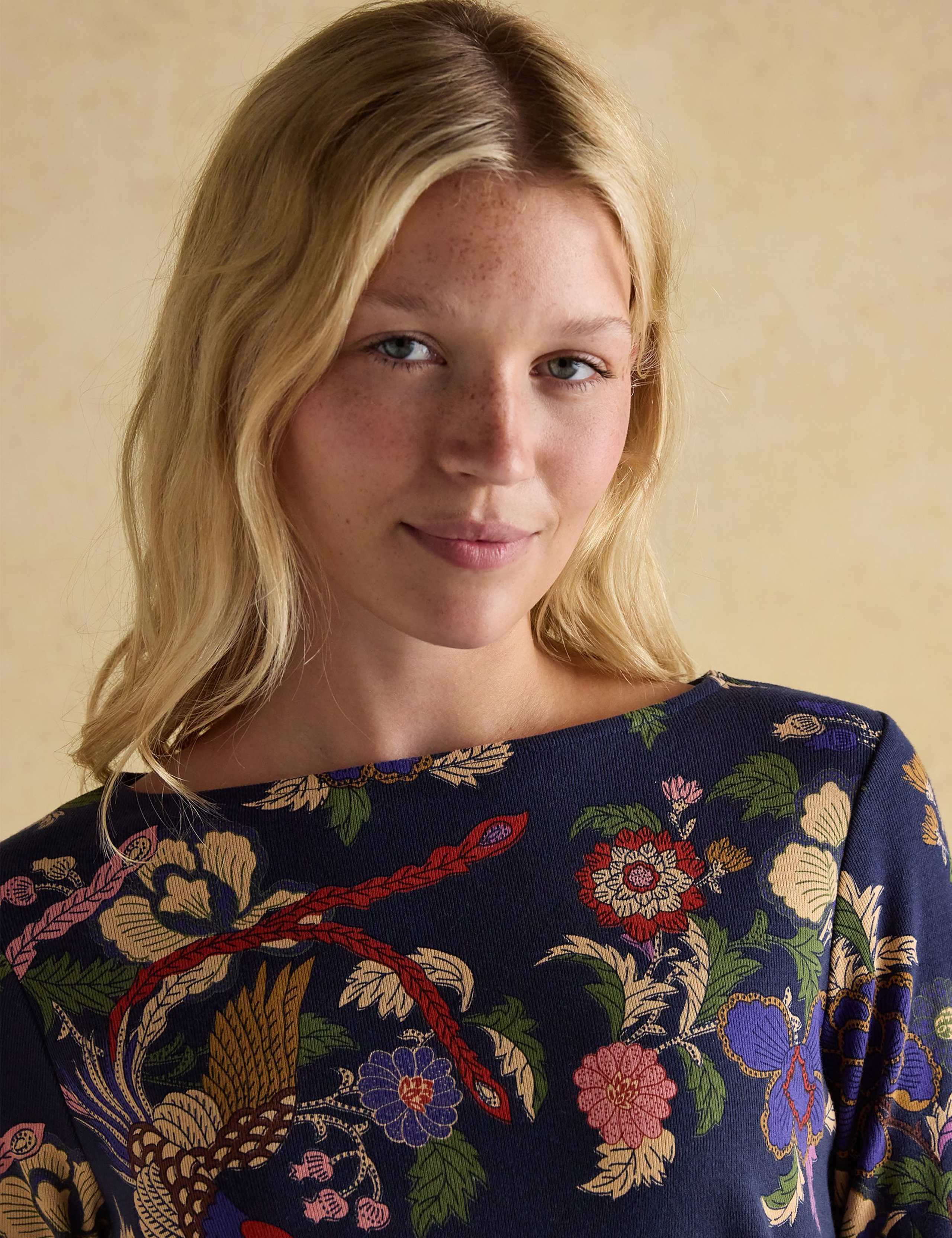 Pure Cotton Floral Slash Neck Top 6 of 8